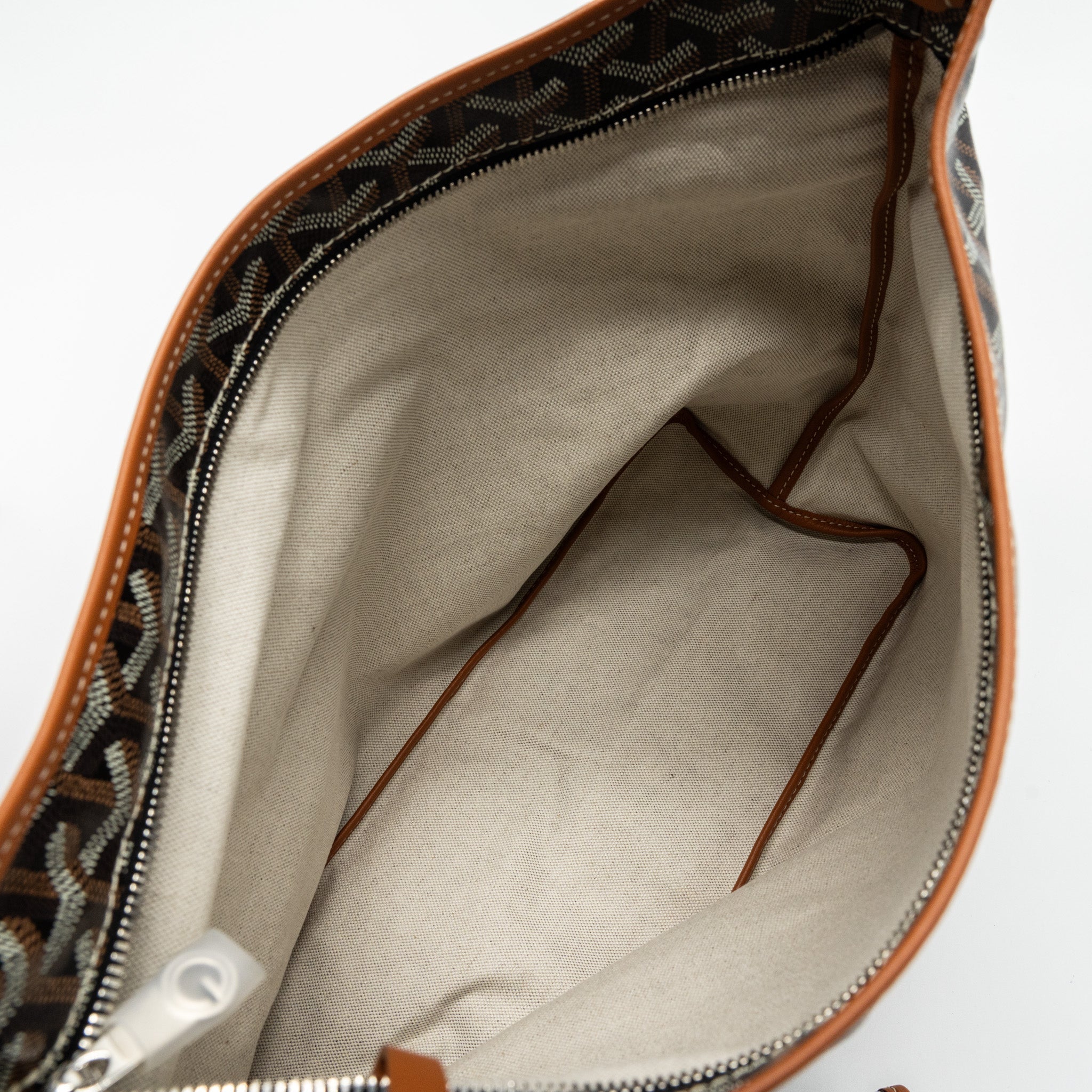 GOYARD BOHEME HOBO BAG CANVAS/ CALFSKIN BLACK/ TAN SHW WITH NECESSAIRE BAG ECRU