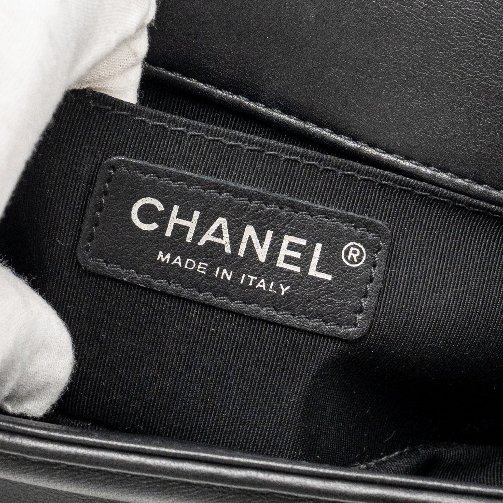 CHANEL SMALL BOY BAG LAMBSKIN BLACK RUTHENIUM SHW
