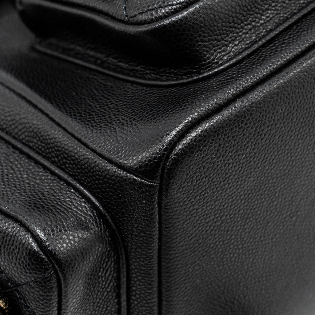 CHANEL TRIPLE POCKET BACKPACK CAVIAR BLACK LGHW (MICROCHIP)