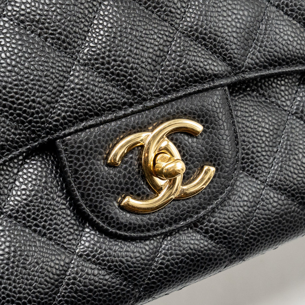 CHANEL MAXI CLASSIC DOUBLE FLAP BAG CAVIAR BLACK GHW