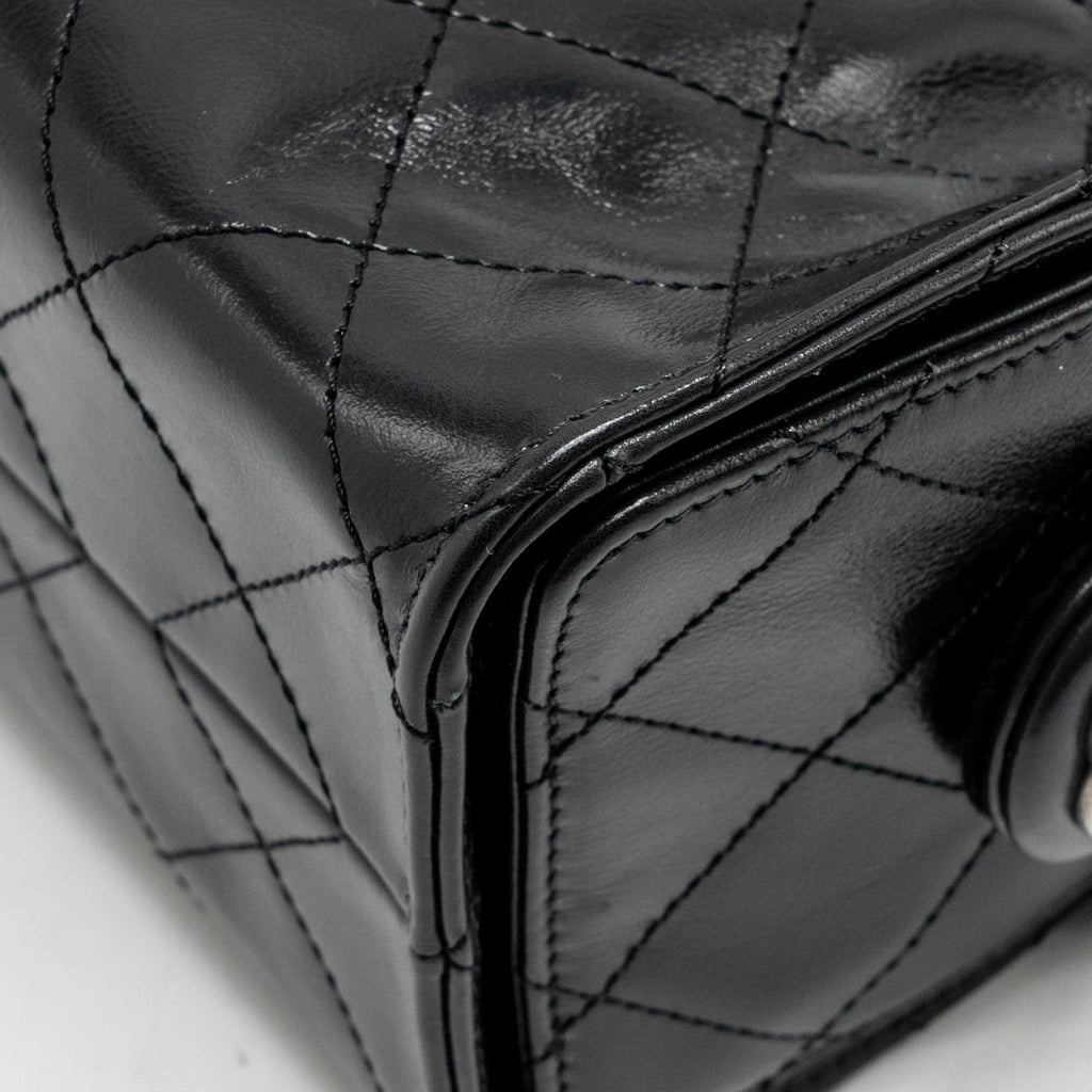 CHANEL MINI 25 BAG AGED CALFSKIN BLACK MULTICOLOUR HARDWARE (MICROCHIP)