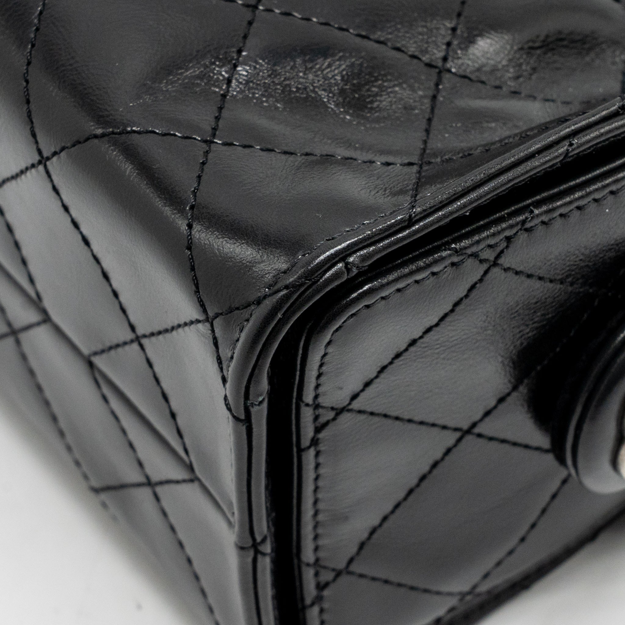 CHANEL MINI 25 BAG AGED CALFSKIN BLACK MULTICOLOUR HARDWARE (MICROCHIP)