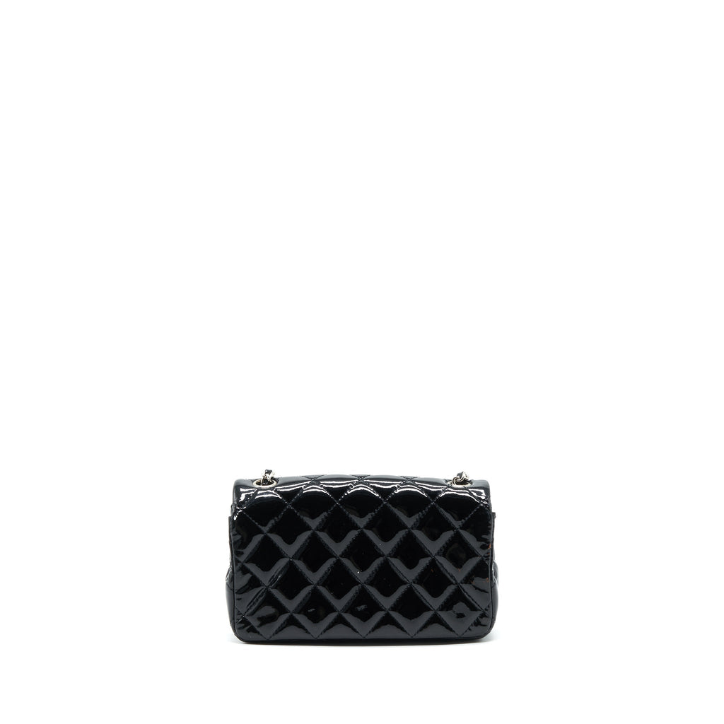 CHANEL SUPER MINI RECTANGULAR FLAP BAG PATENT BLACK SHW