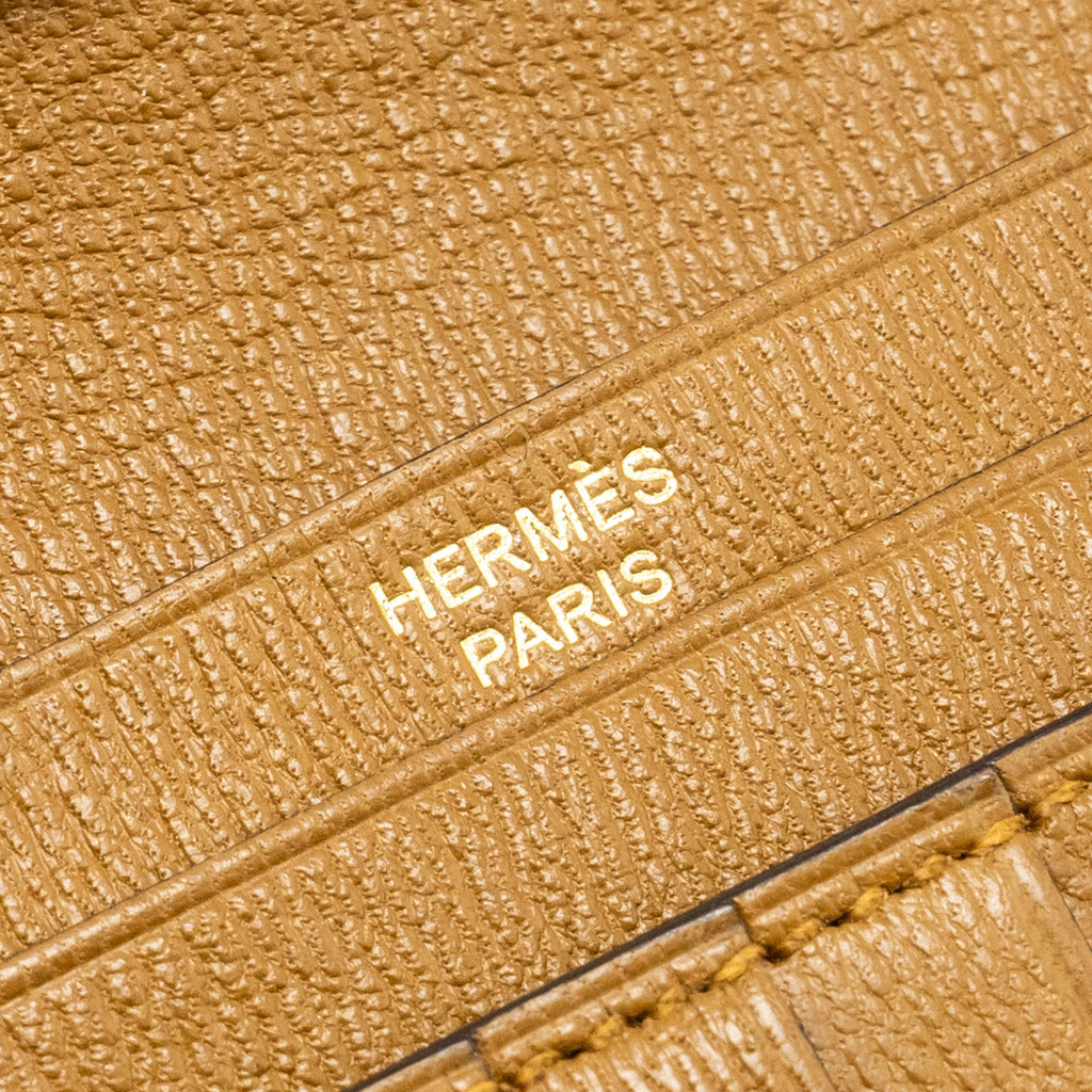 HERMES BEARN COMPACT WALLET MAT ALLIGATOR MISSISSIPPIENSIS KRAFT GHW
