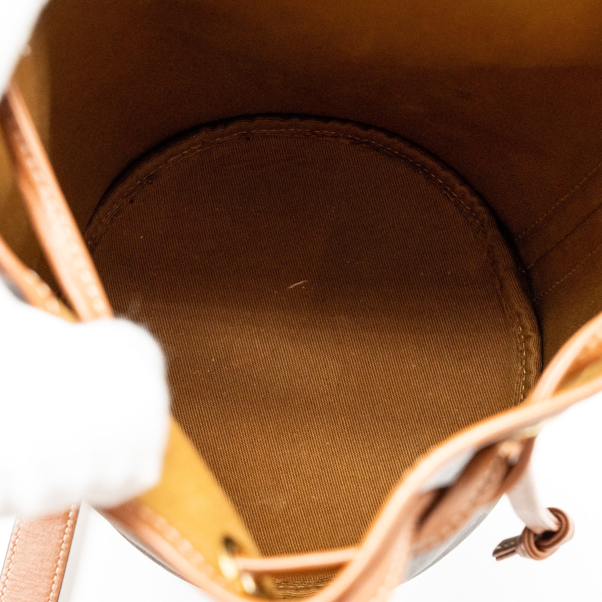 CELINE SMALL DRAWSTRING BAG TRIOMPHE CANVAS / CALFSKIN TAN GHW