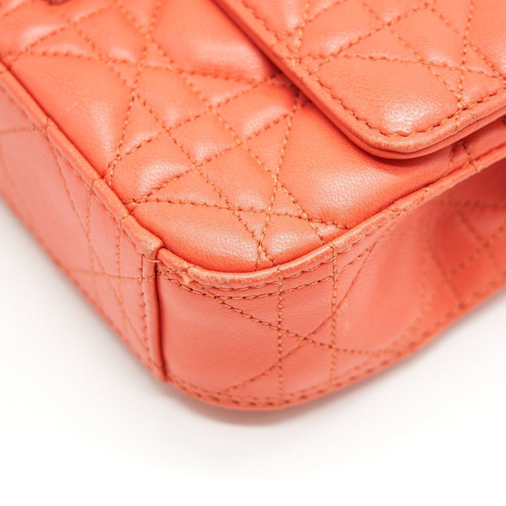 CHRISTIAN DIOR SMALL MISS DIOR FLAP BAG IN CORAL SHW