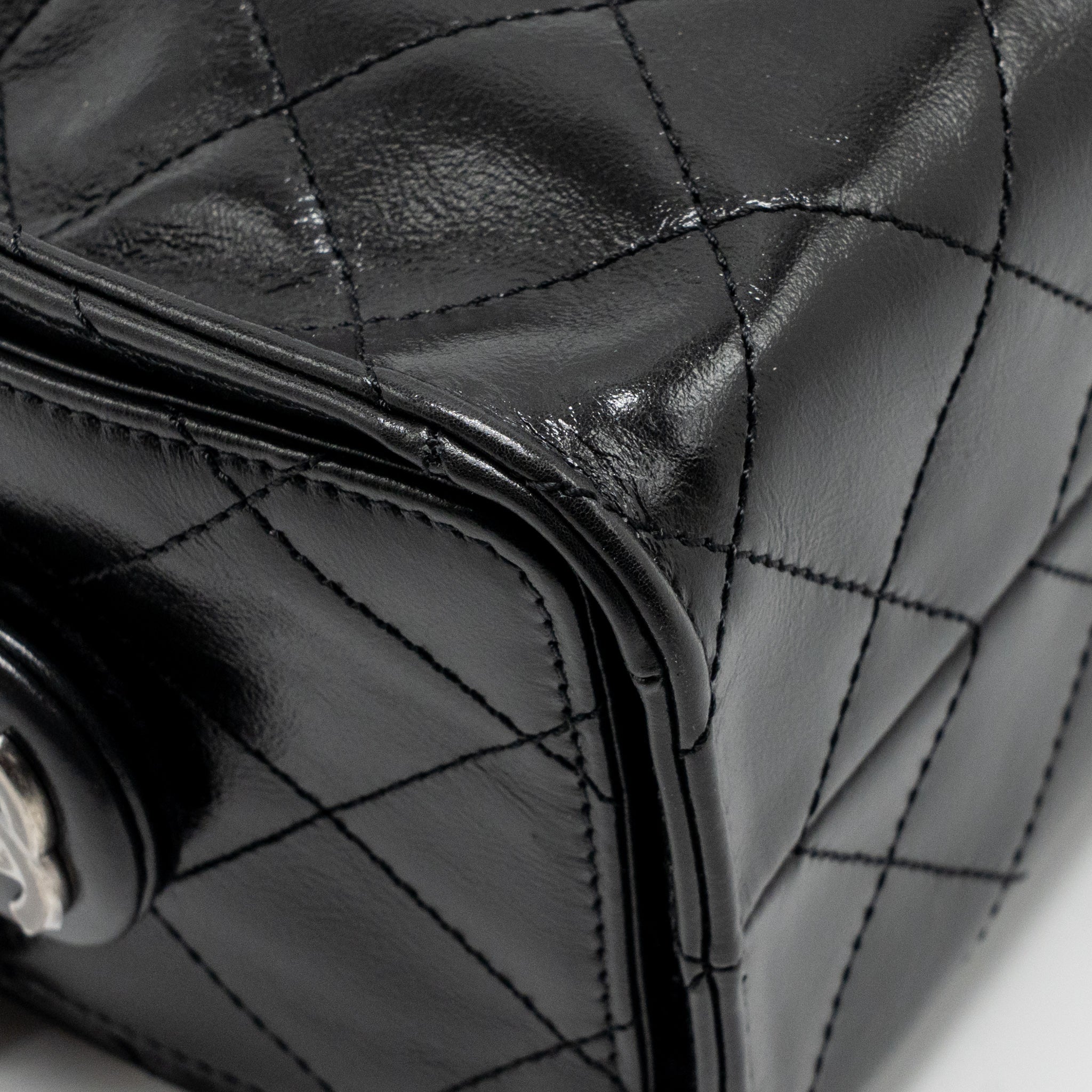 CHANEL MINI 25 BAG AGED CALFSKIN BLACK MULTICOLOUR HARDWARE (MICROCHIP)