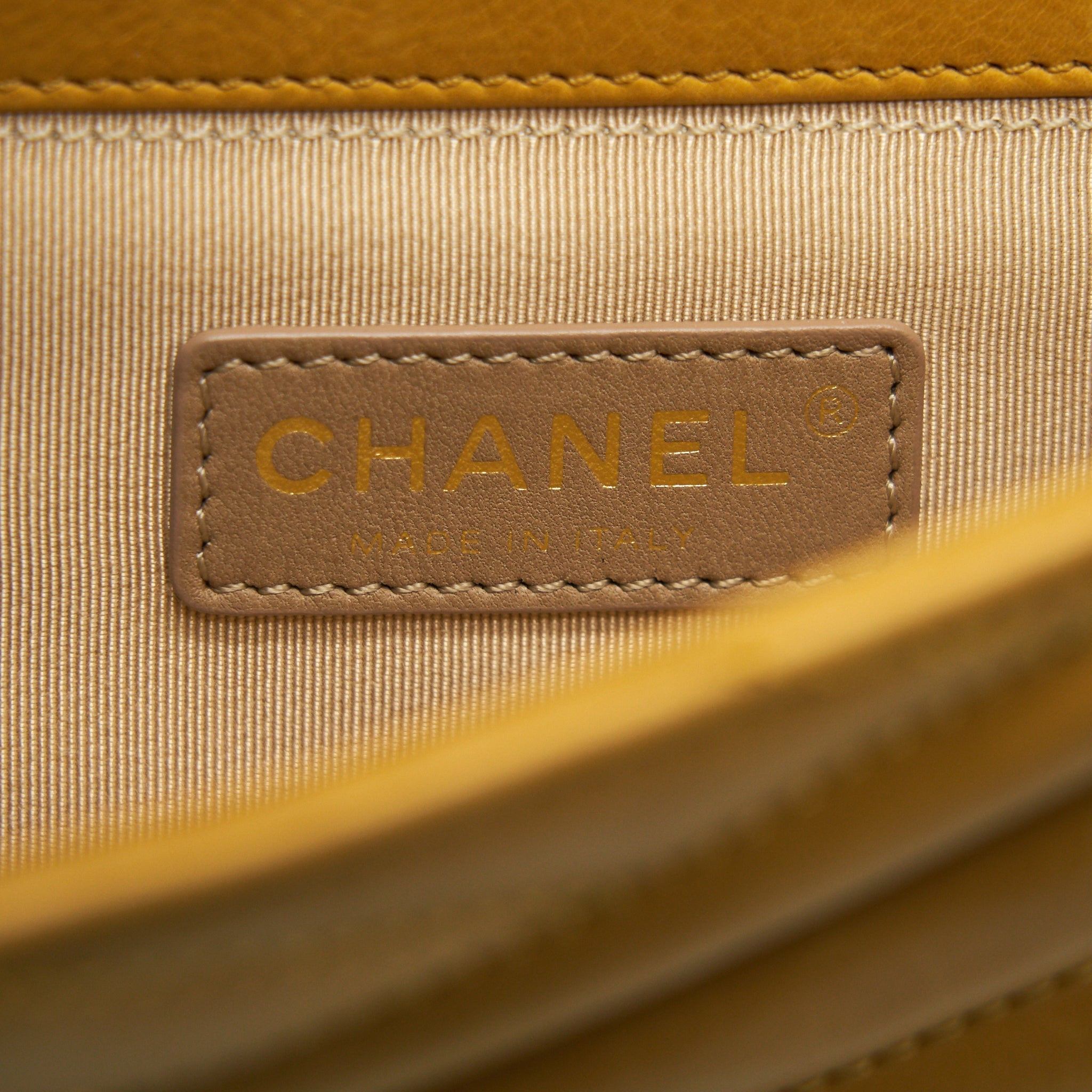 CHANEL CHEVRON ENVELOPE FLAP BAG WITH CHAIN IN YELLOW GHW
