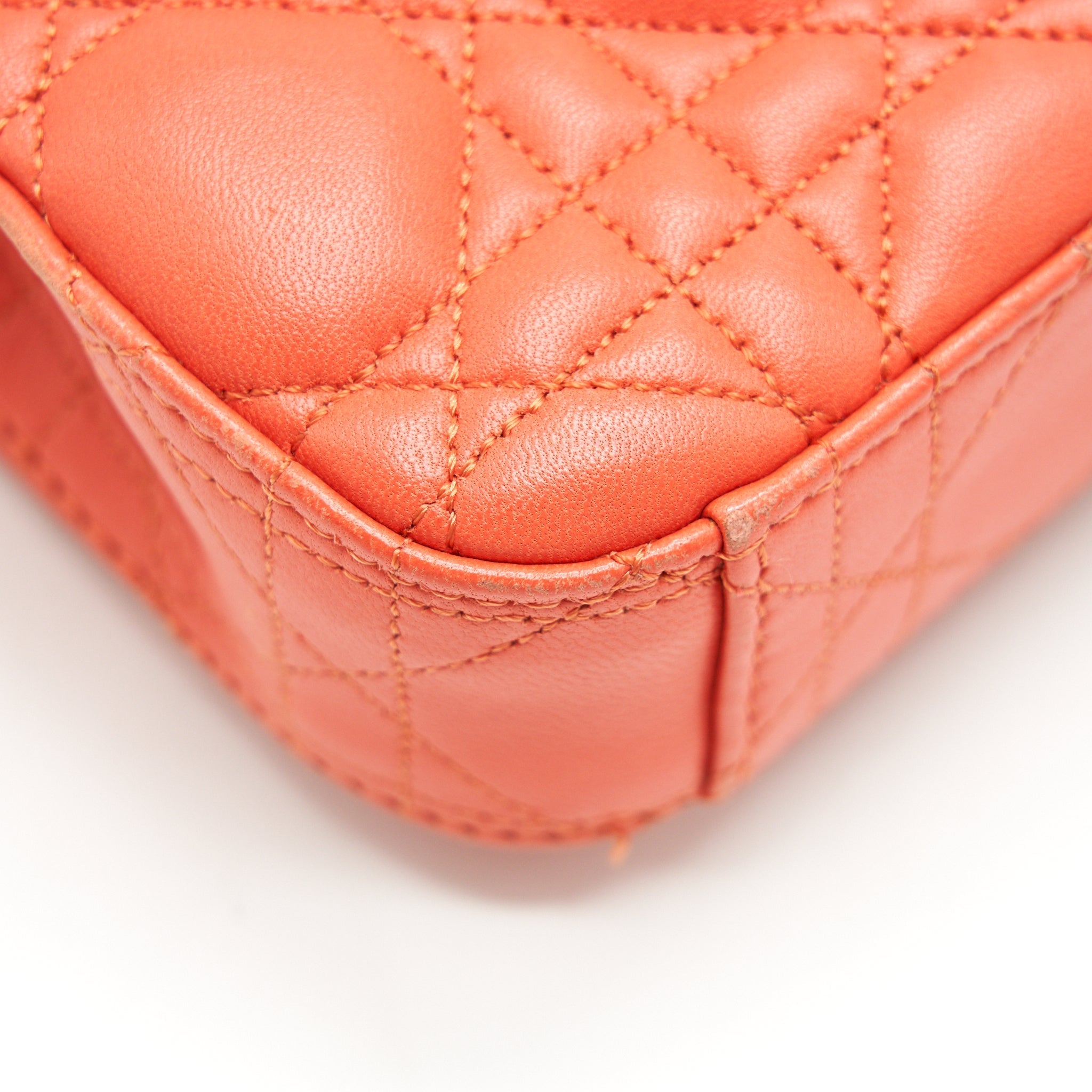CHRISTIAN DIOR SMALL MISS DIOR FLAP BAG IN CORAL SHW