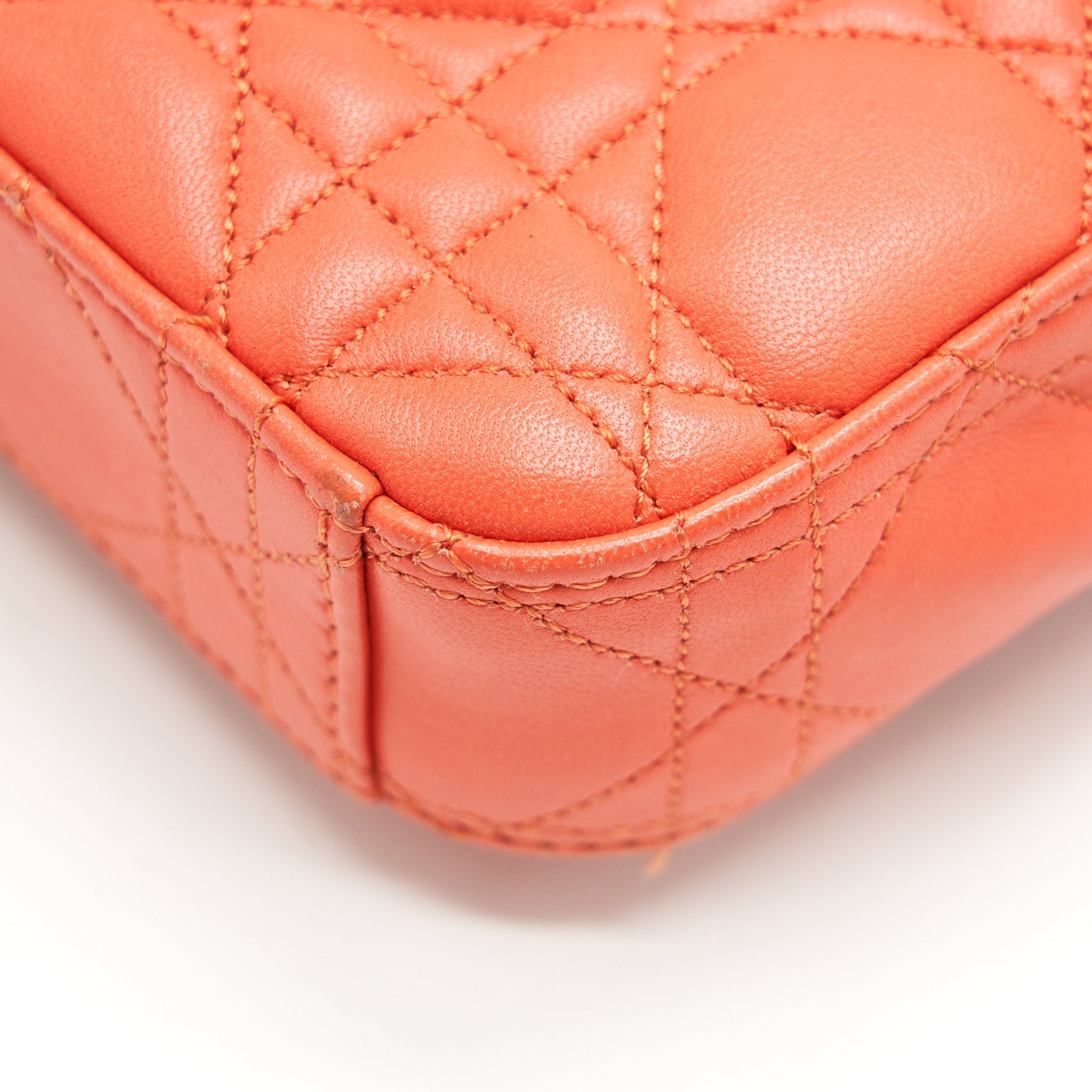CHRISTIAN DIOR SMALL MISS DIOR FLAP BAG IN CORAL SHW
