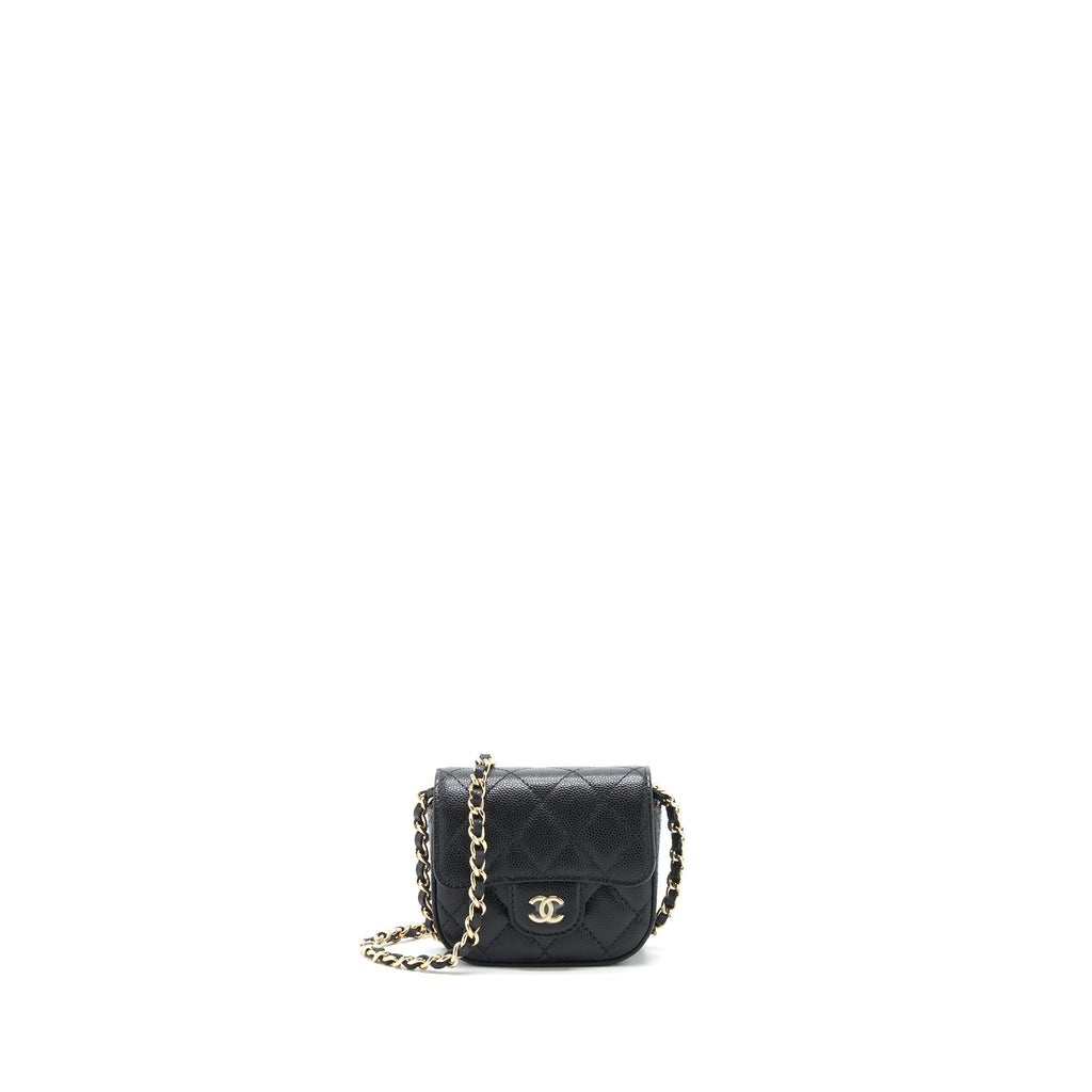 CHANEL MINI FLAP VANITY WITH CHAIN CAVIAR BLACK LGHW