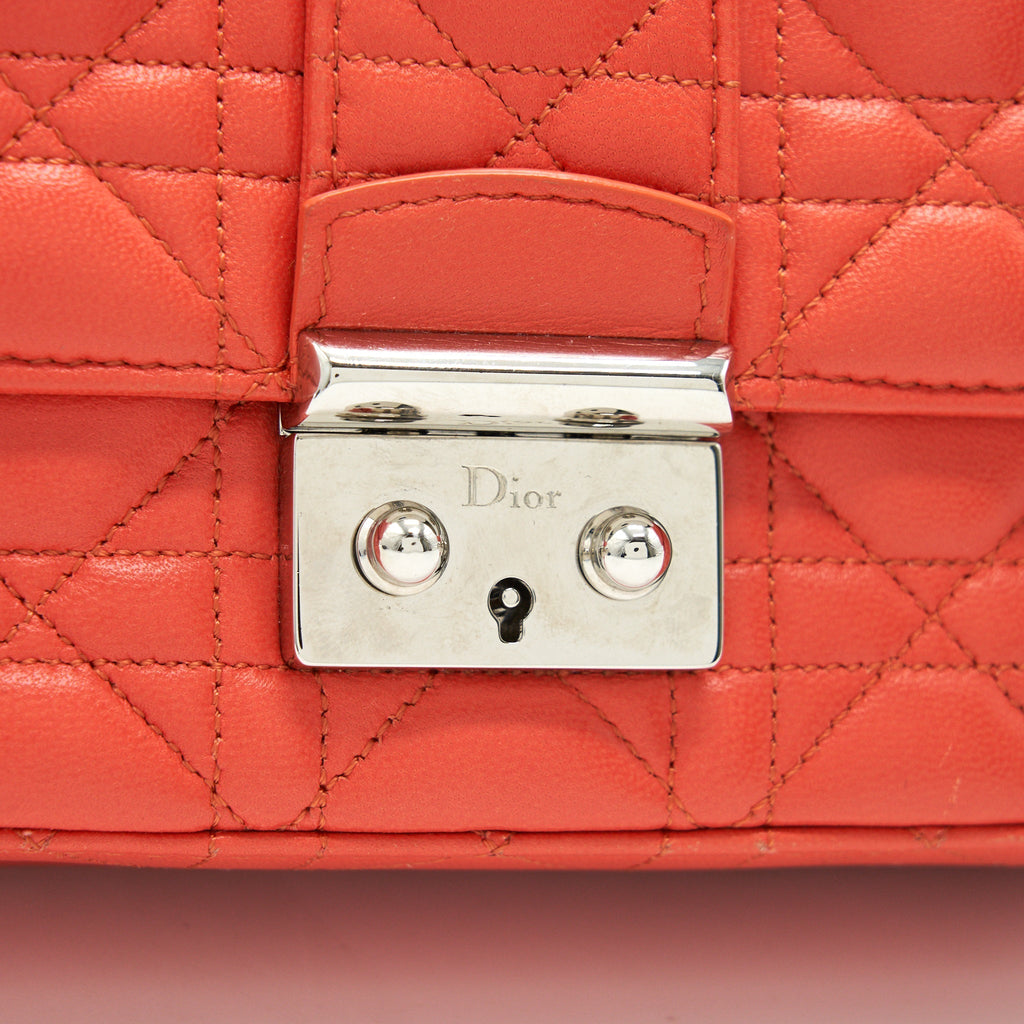 CHRISTIAN DIOR SMALL MISS DIOR FLAP BAG IN CORAL SHW