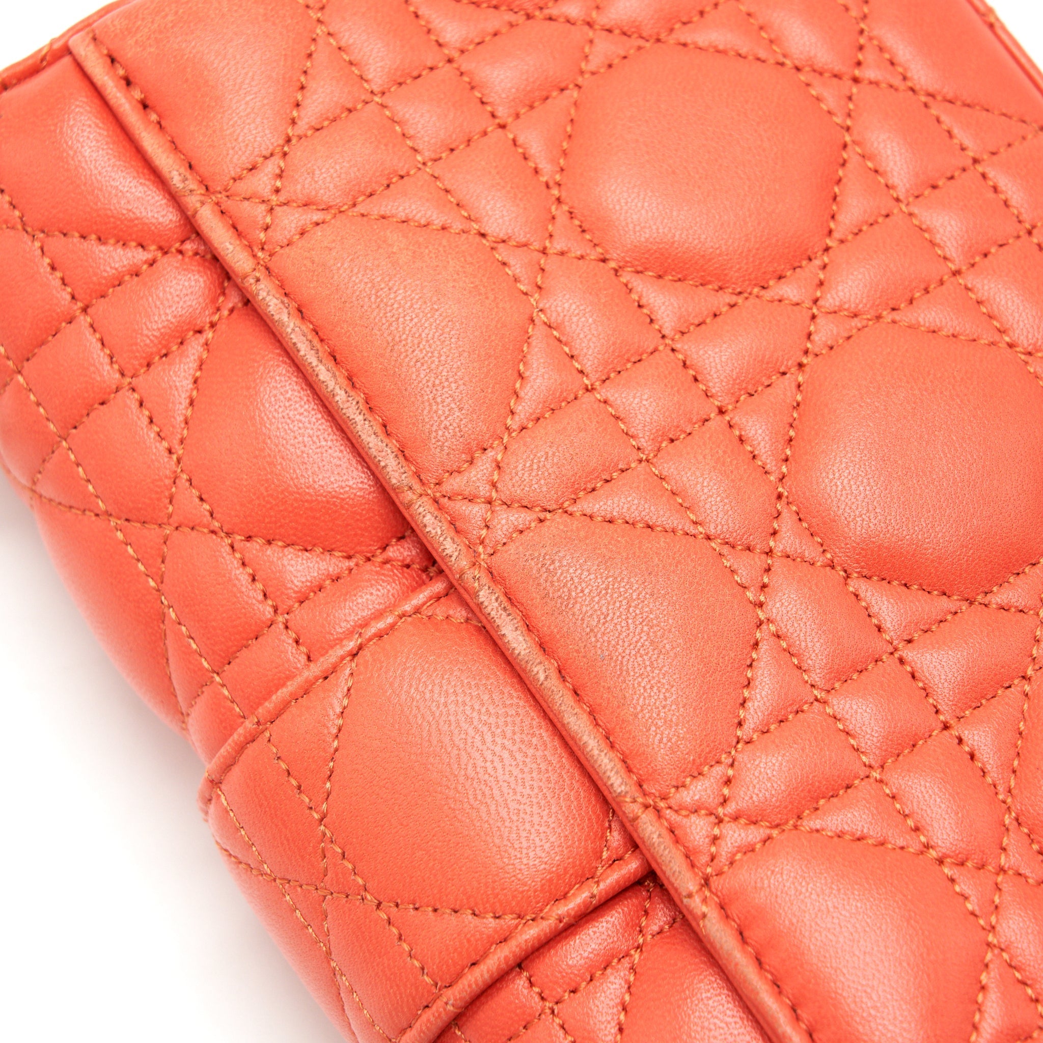 CHRISTIAN DIOR SMALL MISS DIOR FLAP BAG IN CORAL SHW