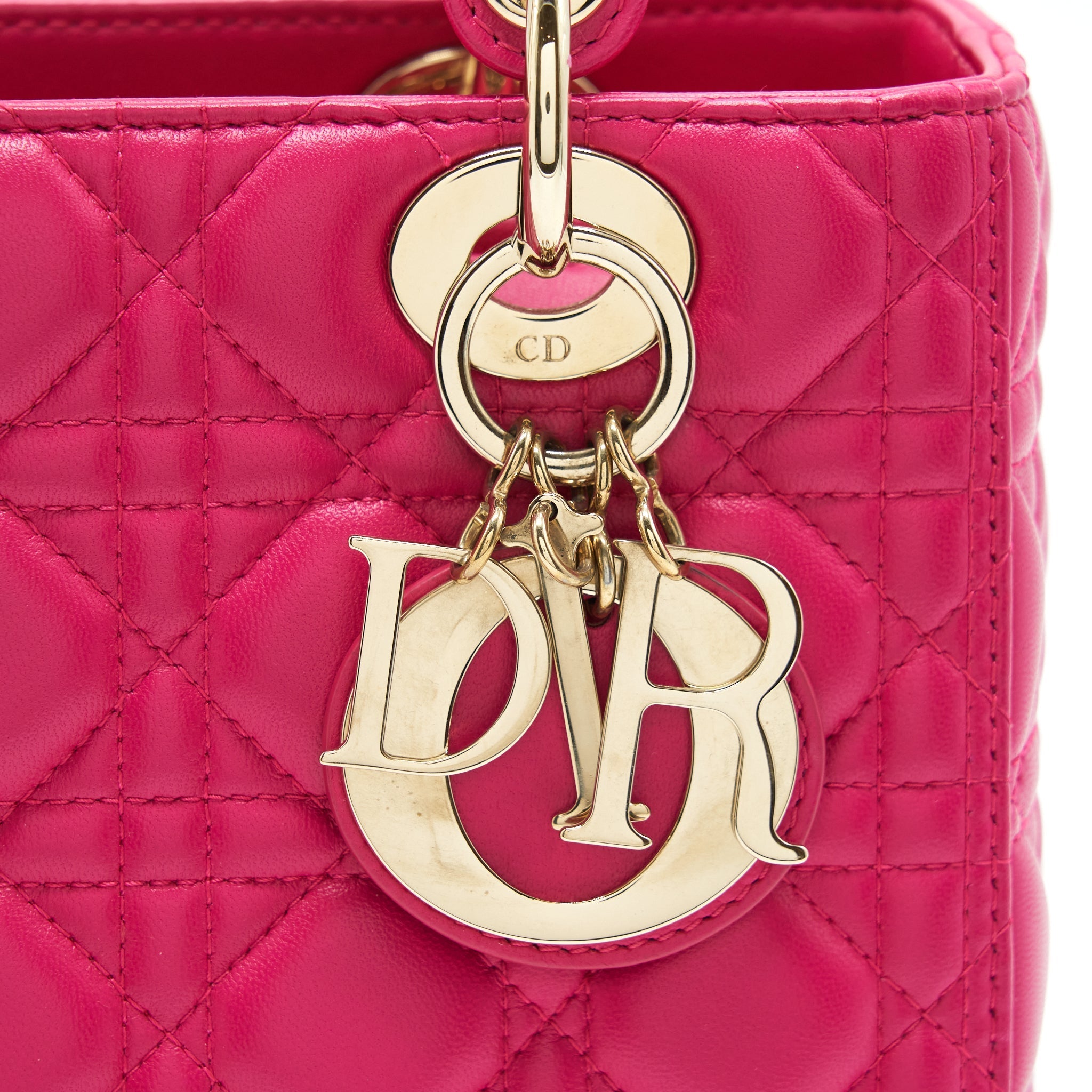 DIOR LADY DIOR MEDIUM LAMBSKIN PINK GHW