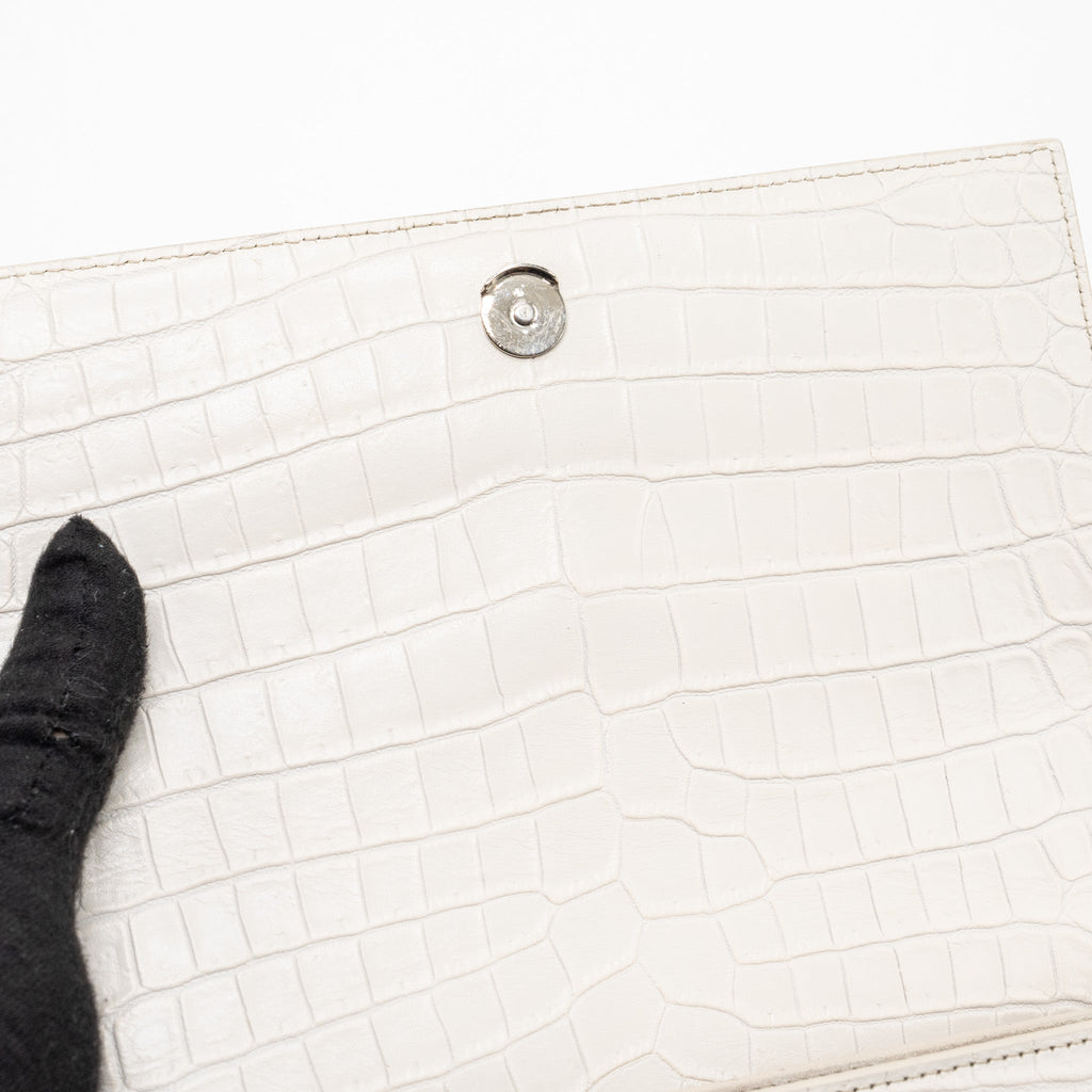 SAINT LAURENT/YSL SUNSET BAG CROCODILE EMBOSSED WHITE SHW