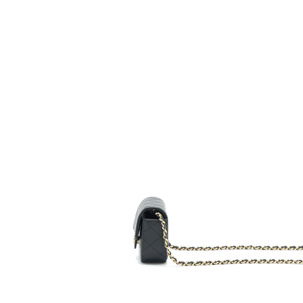CHANEL MINI FLAP VANITY WITH CHAIN CAVIAR BLACK LGHW