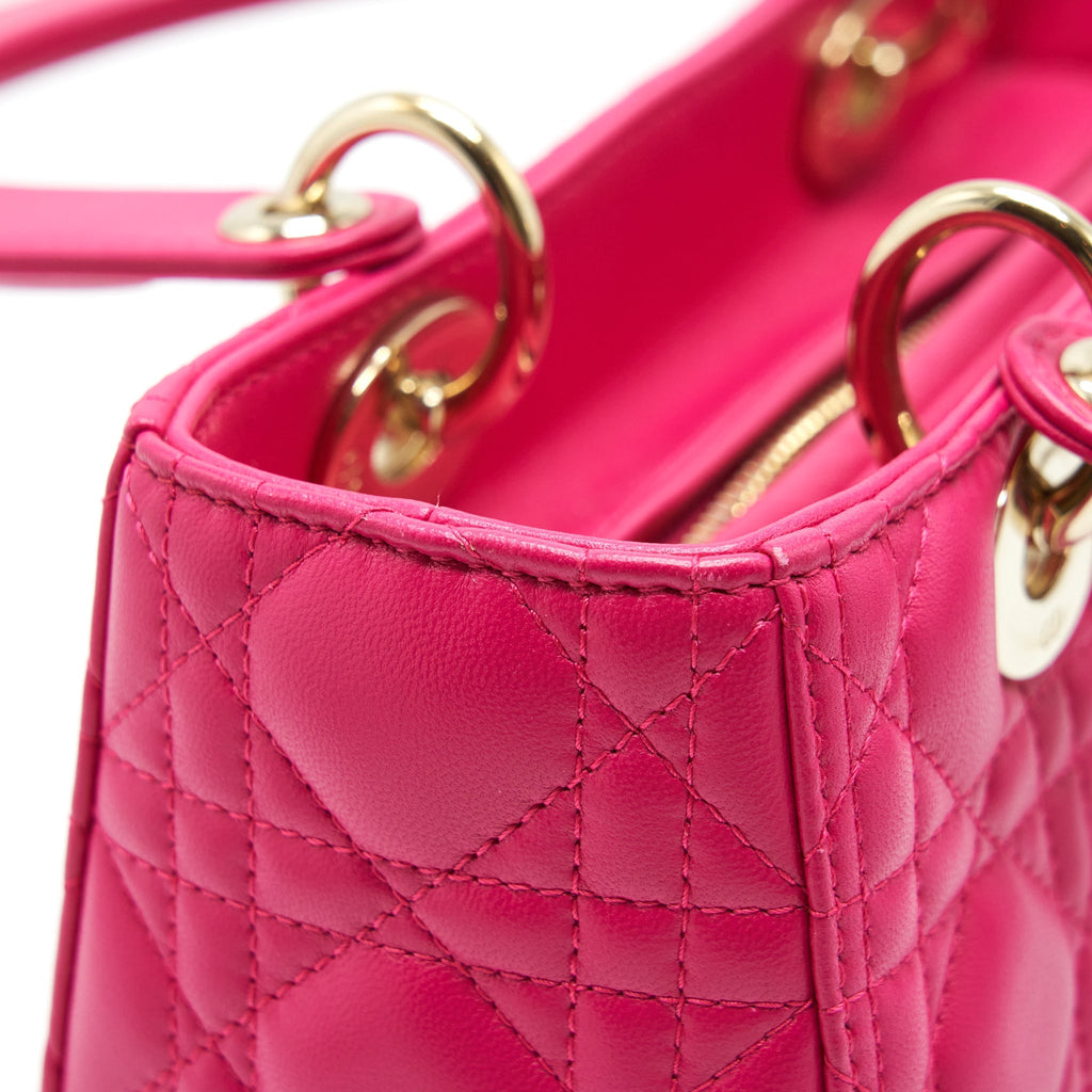 DIOR LADY DIOR MEDIUM LAMBSKIN PINK GHW