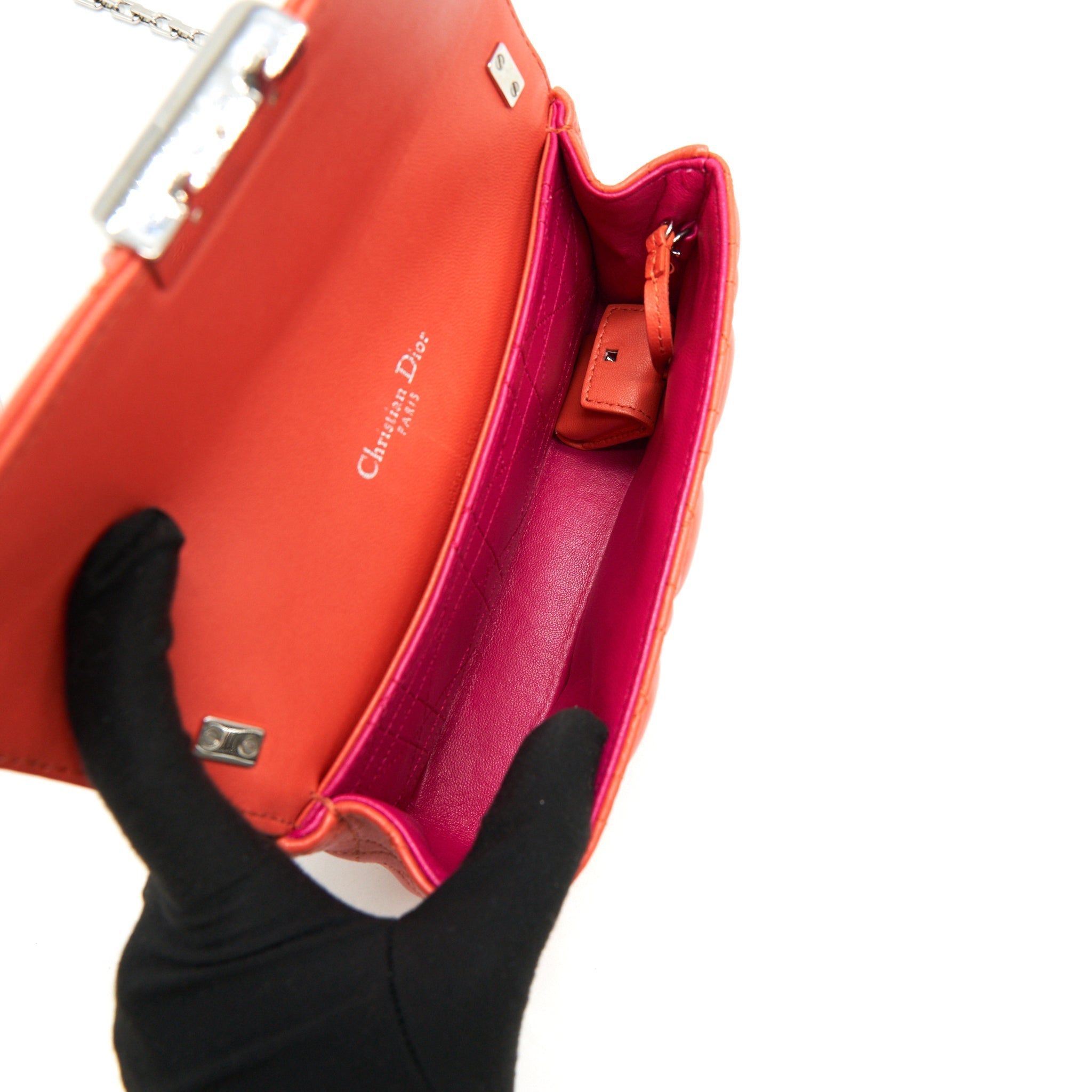 CHRISTIAN DIOR SMALL MISS DIOR FLAP BAG IN CORAL SHW