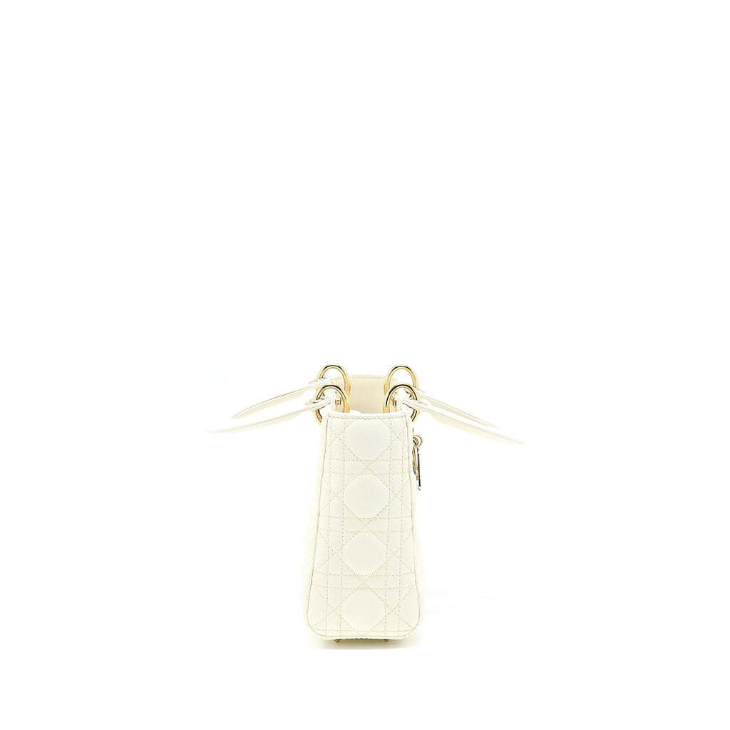 DIOR SMALL LADY DIOR MY ABCDIOR BAG LAMBSKIN WHITE LGHW