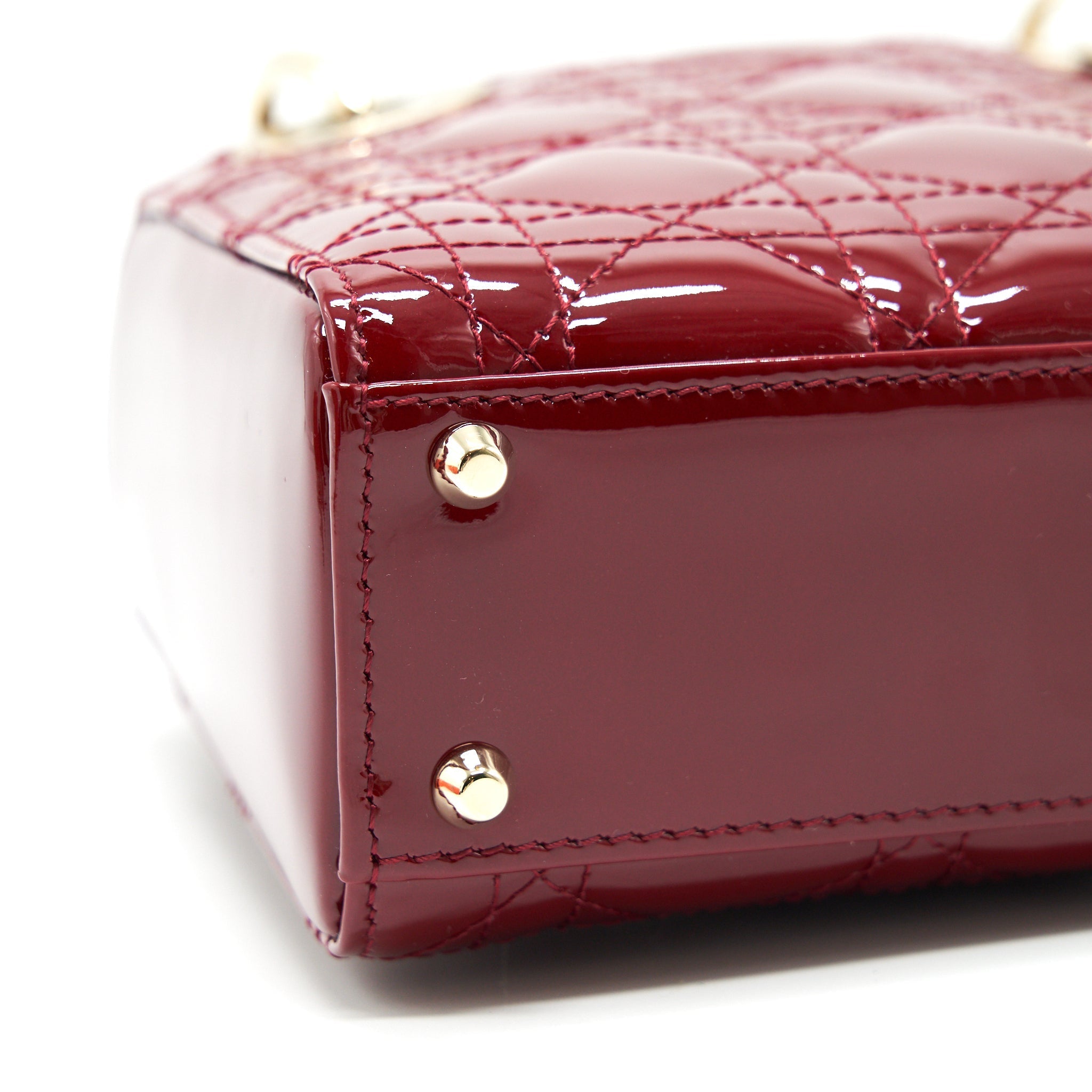 DIOR MINI LADY DIOR PATENT LEATHER IN RED