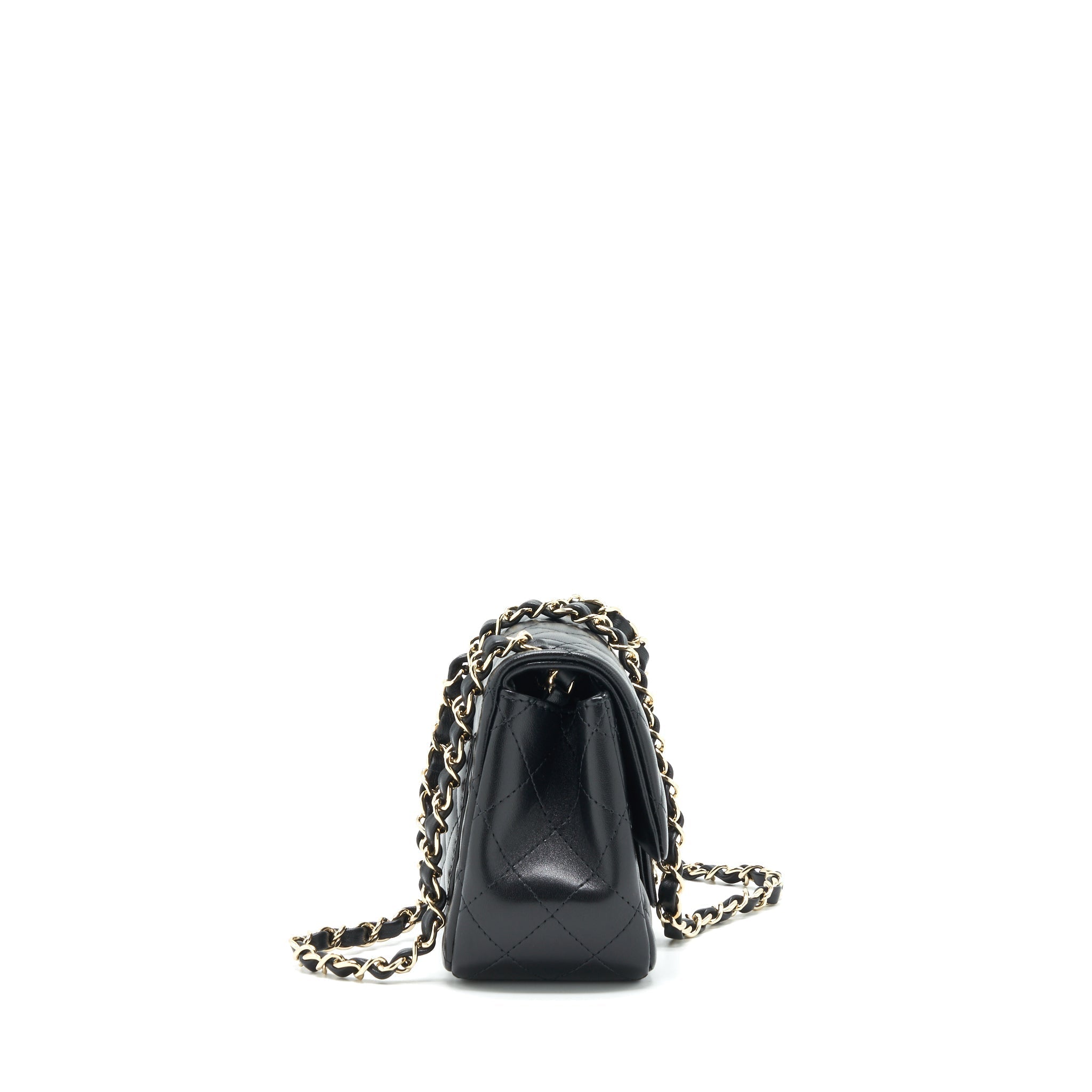 CHANEL 22C MINI SQUARE FLAP BAG LAMBSKIN BLACK LGHW(MICROCHIP)