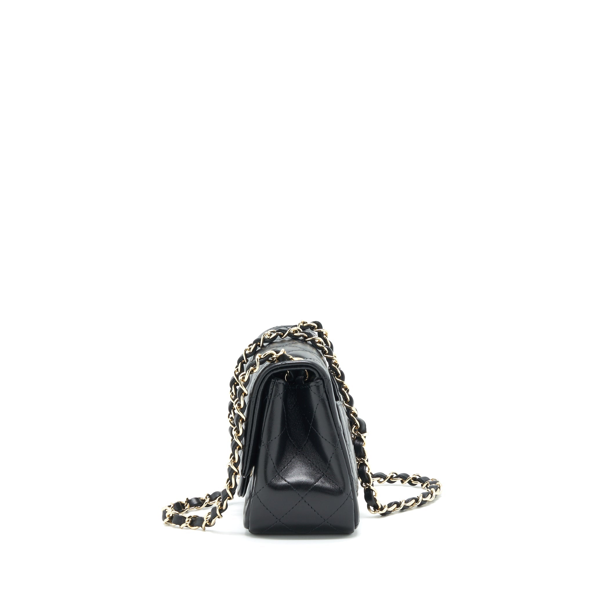 CHANEL 22C MINI SQUARE FLAP BAG LAMBSKIN BLACK LGHW(MICROCHIP)