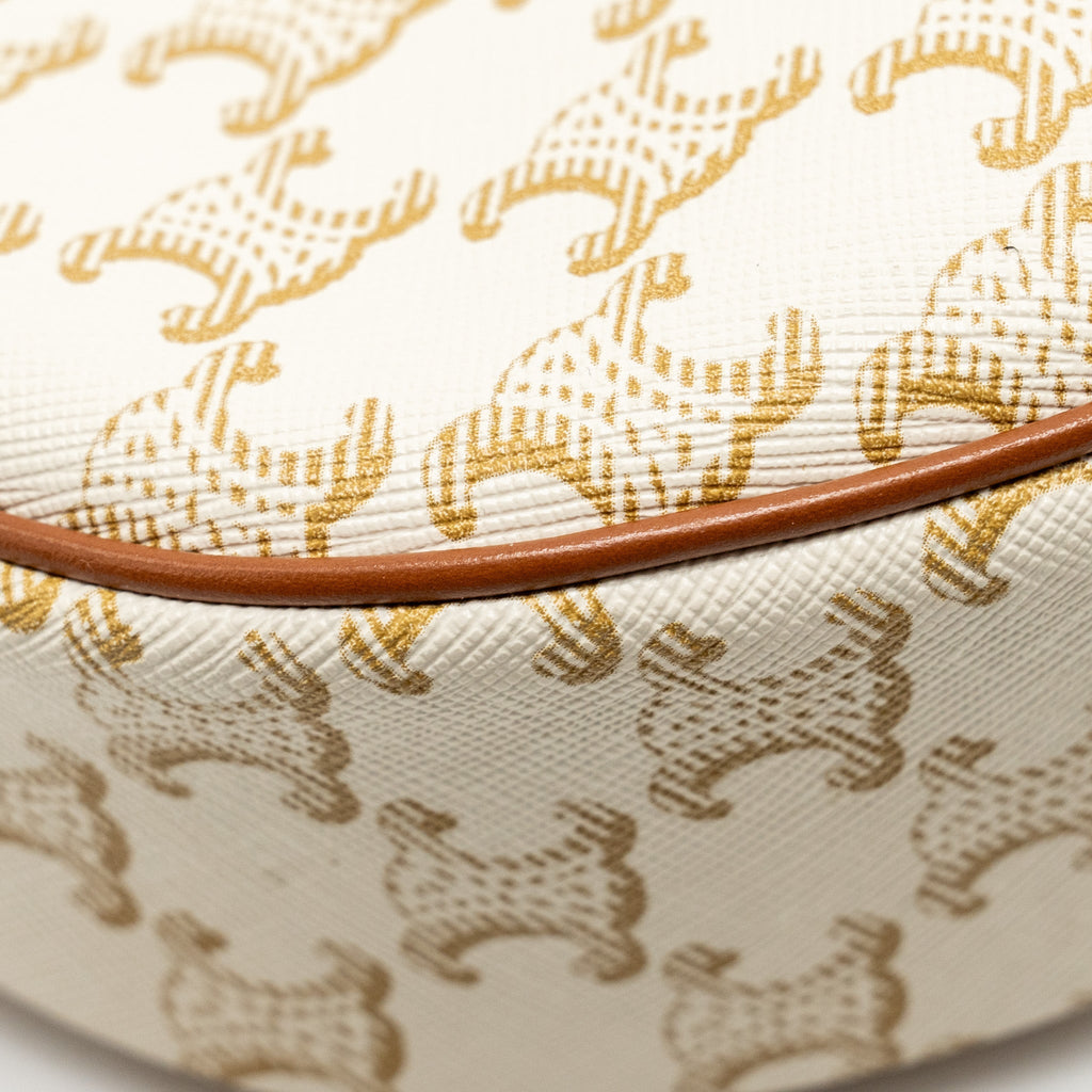 CELINE AVA BAG TRIOMPHE CANVAS/ CALFSKIN WHITE / BROWN GHW