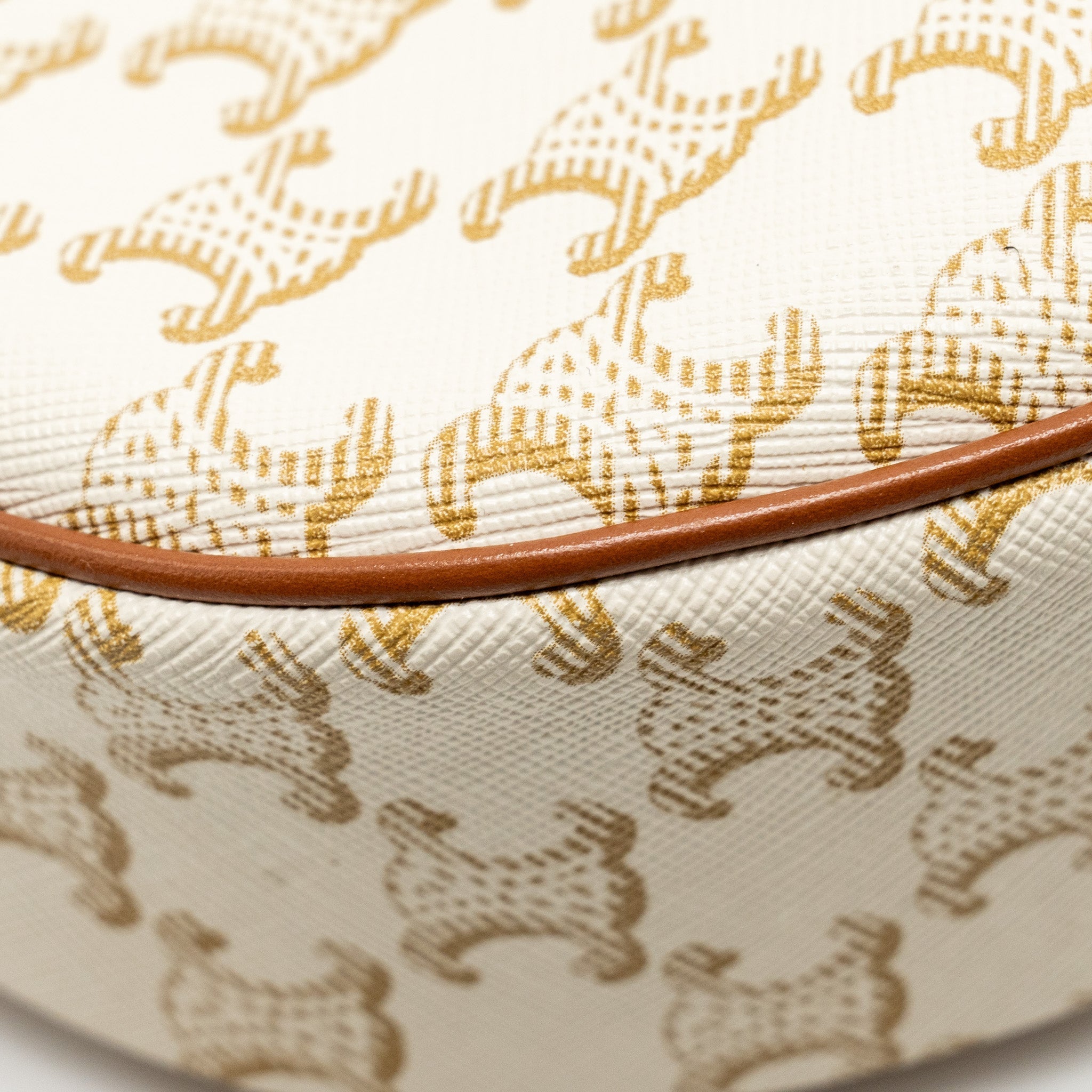 CELINE AVA BAG TRIOMPHE CANVAS/ CALFSKIN WHITE / BROWN GHW