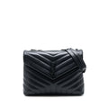 SAINT LAURENT / YSL MEDIUM LOULOU SHOULDER BAG CALFSKIN BLACK WITH BLACK HARDWARE