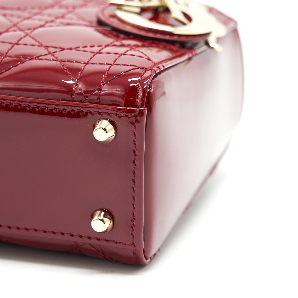 DIOR MINI LADY DIOR PATENT LEATHER IN RED