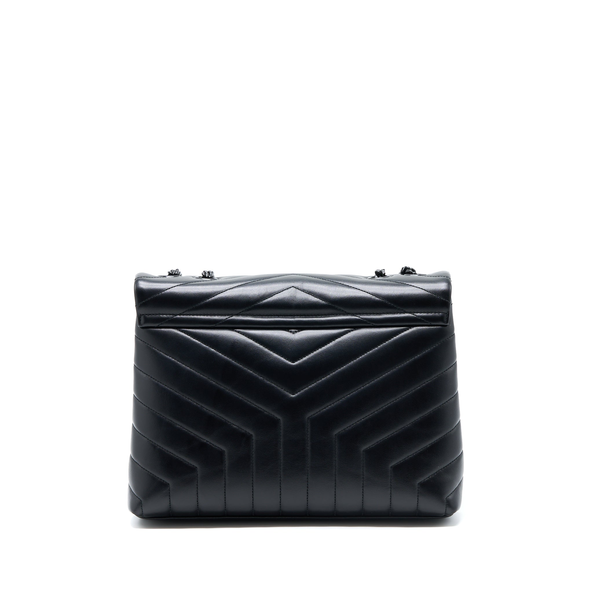 SAINT LAURENT / YSL MEDIUM LOULOU SHOULDER BAG CALFSKIN BLACK WITH BLACK HARDWARE