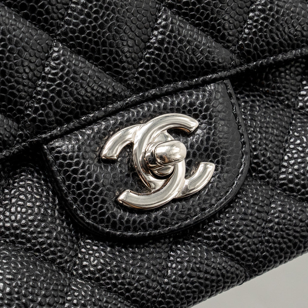 CHANEL MEDIUM CLASSIC DOUBLE FLAP BAG CAVIAR BLACK SHW