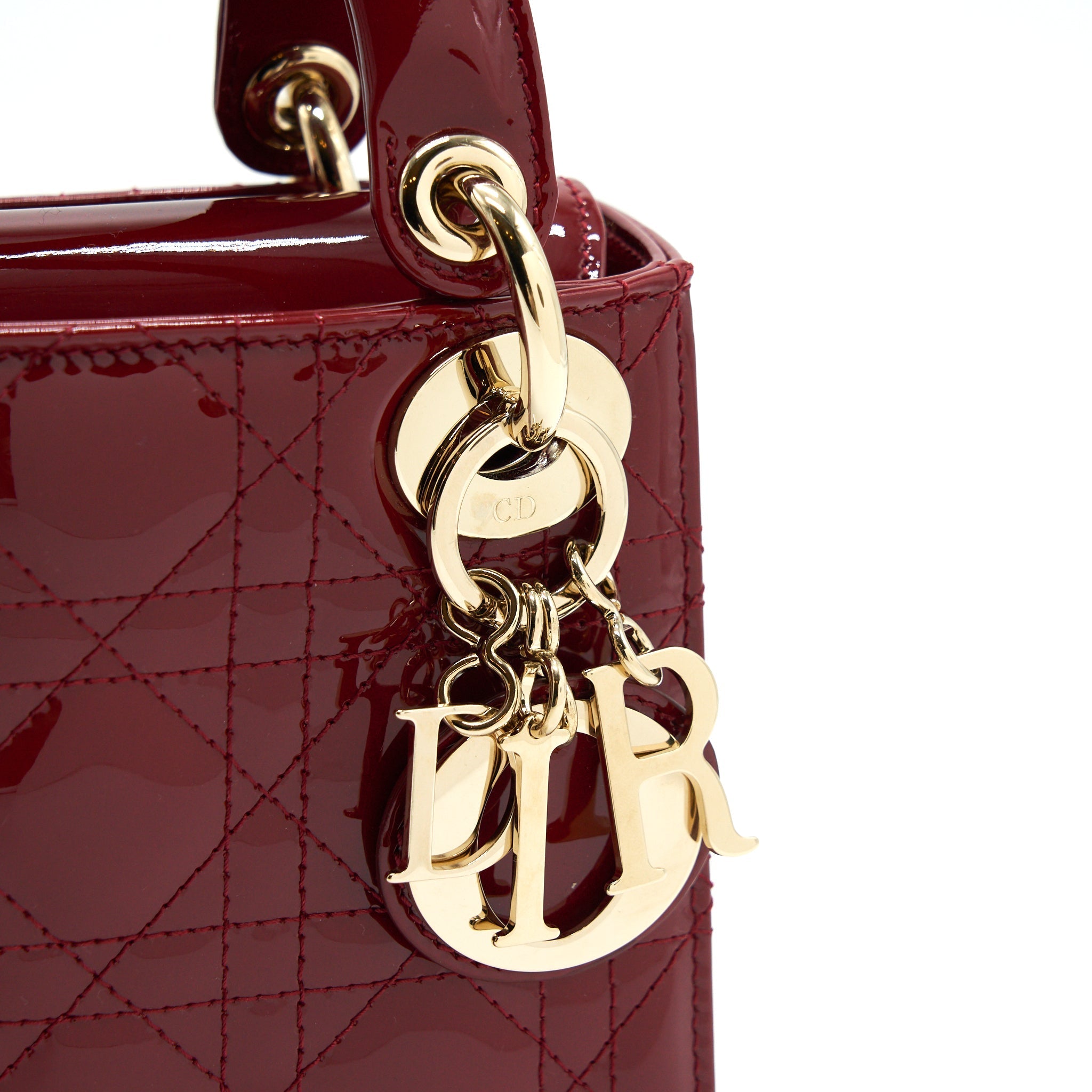DIOR MINI LADY DIOR PATENT LEATHER IN RED