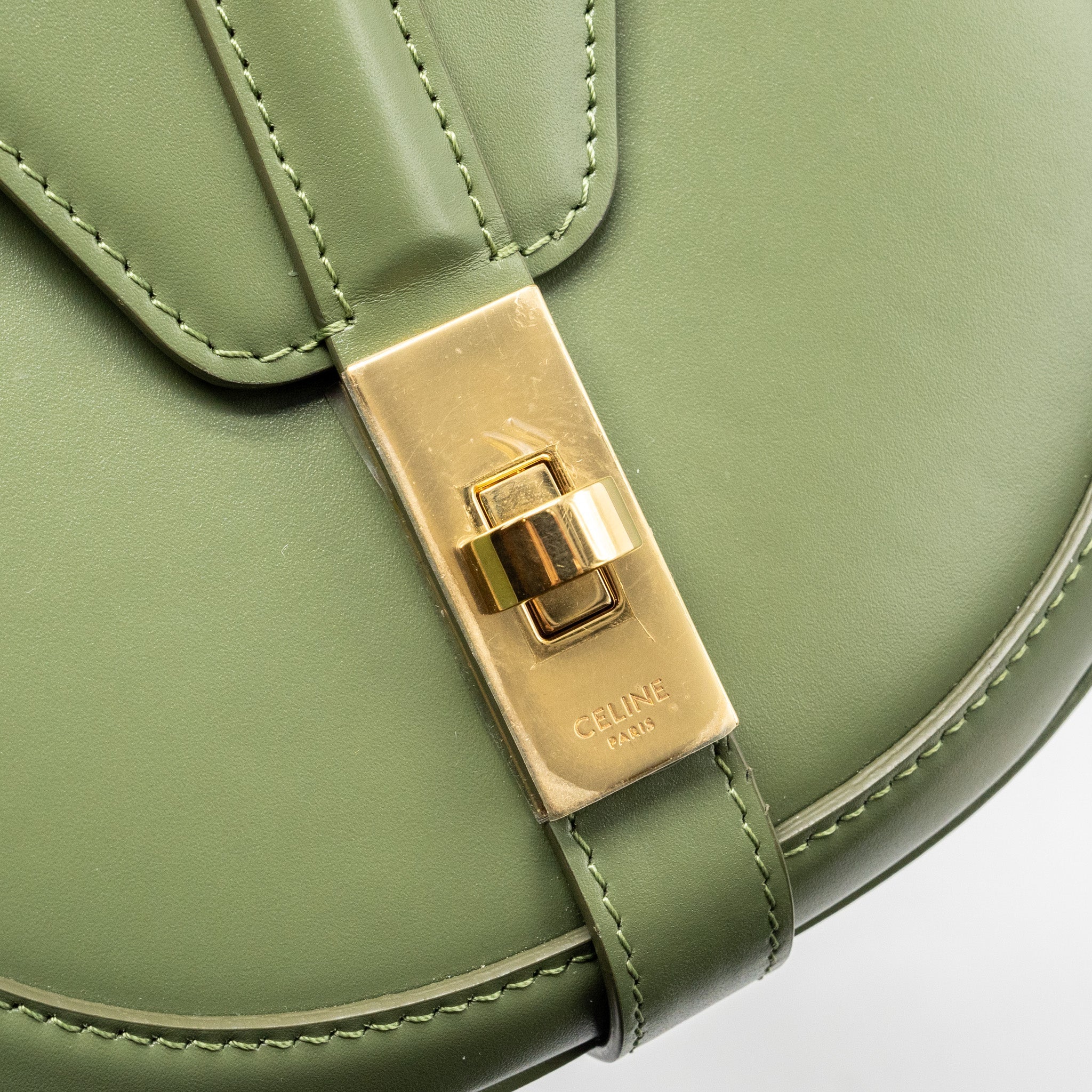 CELINE SMALL BESACE BAG CALFSKIN LIGHT KHAKI GHW