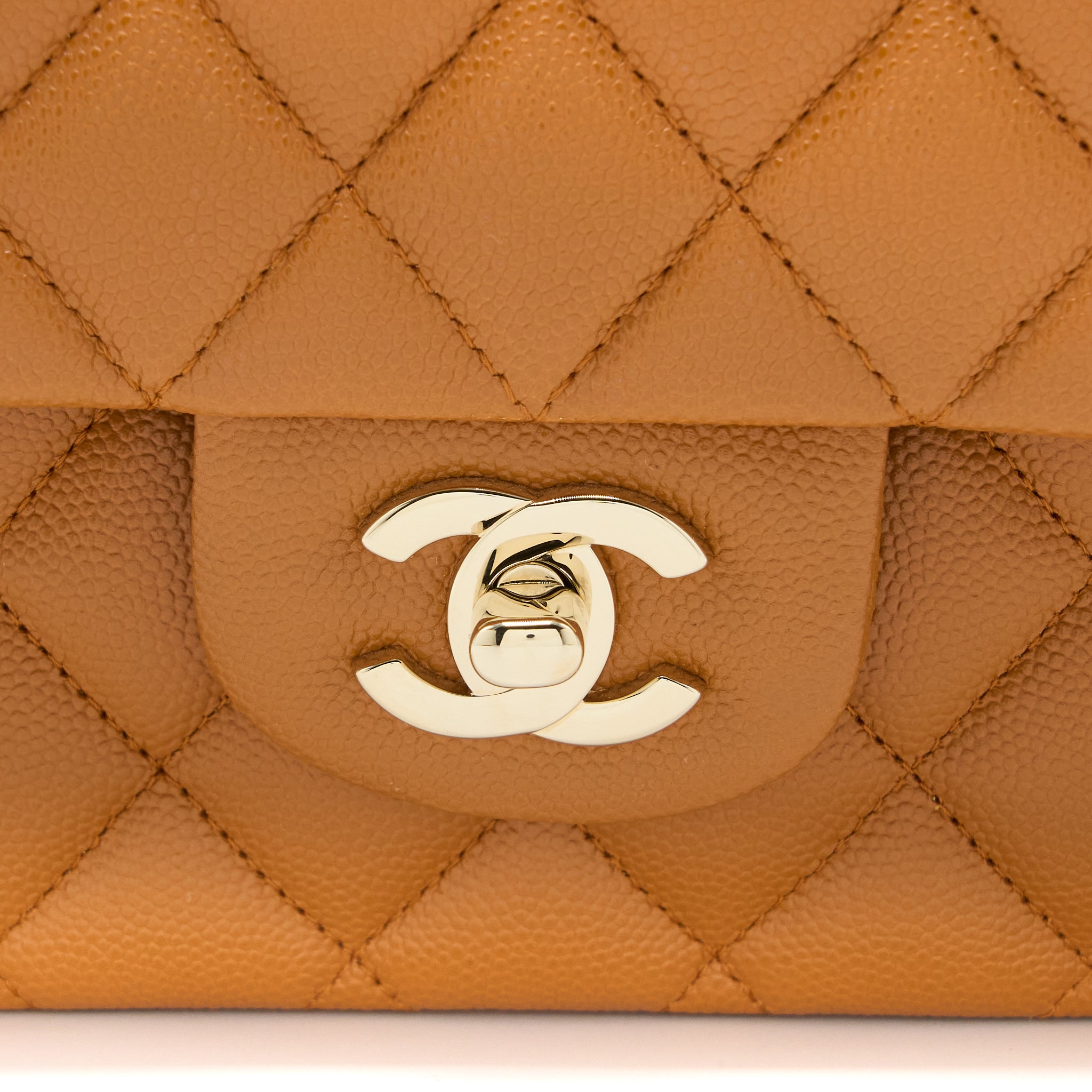 CHANEL MEDIUM CLASSIC DOUBLE FLAP BAG CAVIAR CARAMEL LGHW (MICROCHIP)