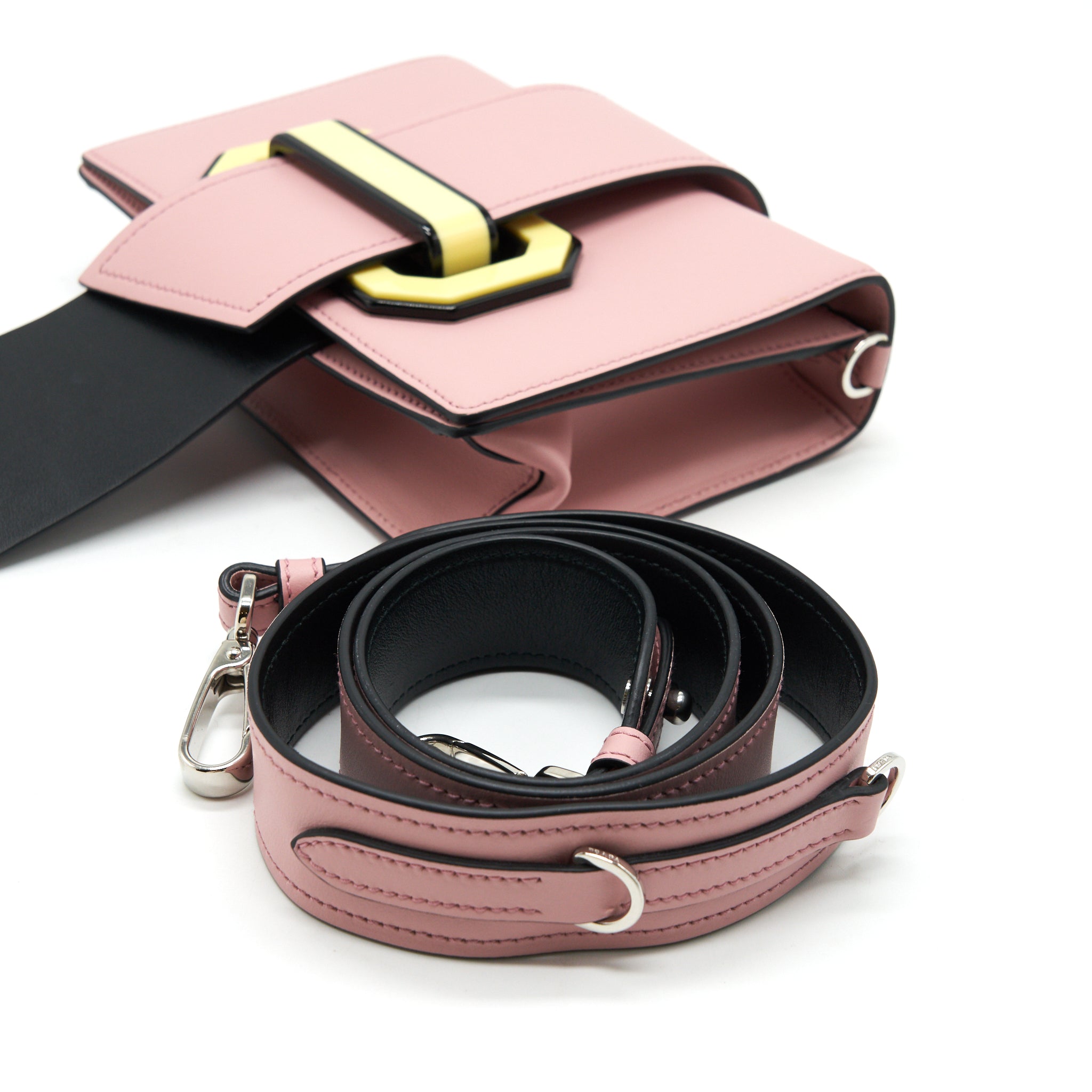 PRADA PLEX RIBBON BAG WITH CITY CALFSKIN PINK