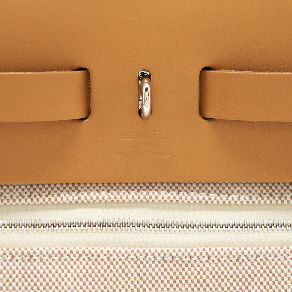 HERMES HERBAG 31 ZIP BAG CANVAS ECRU BEIGE/ NATURAL SABLE SHW