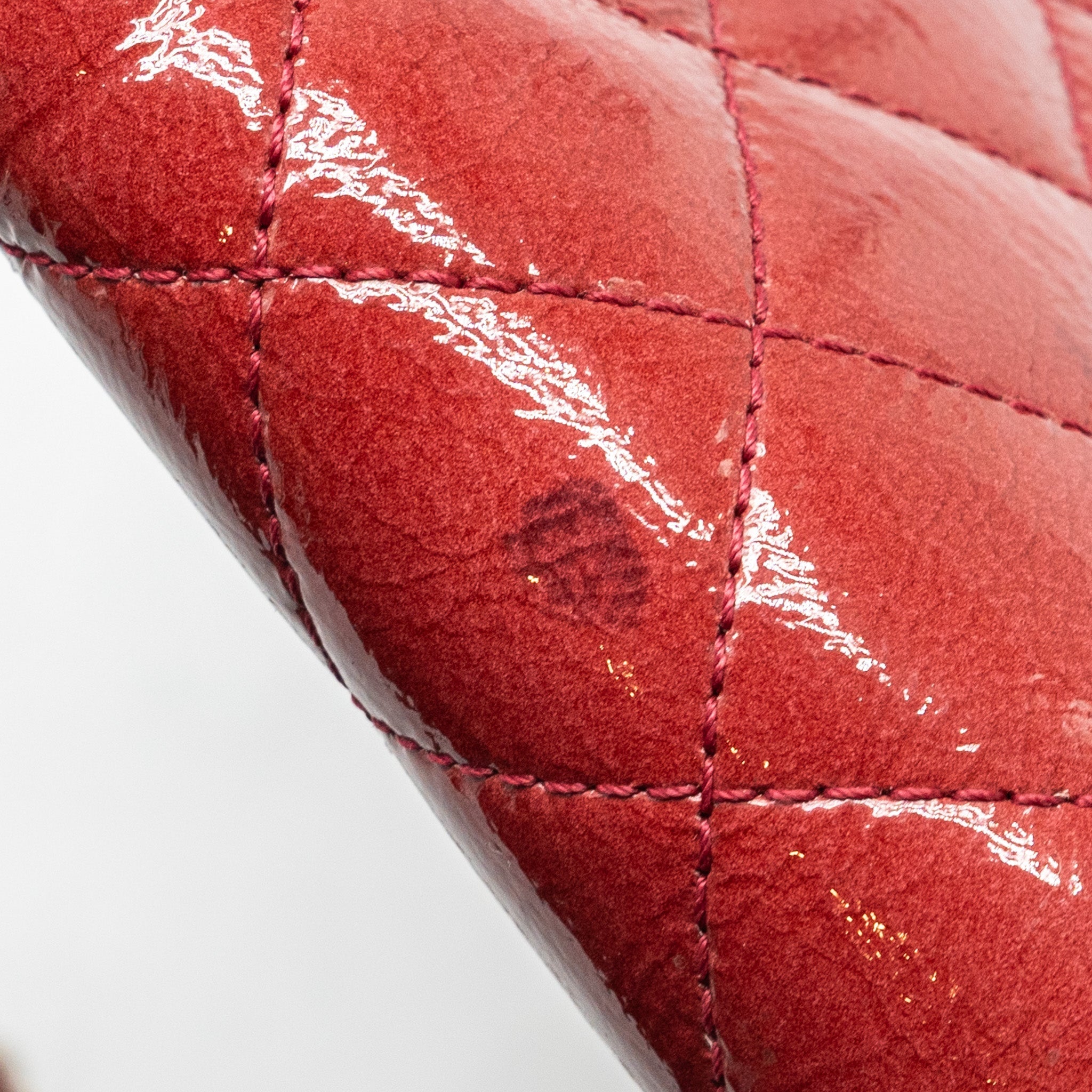 CHANEL SEASONAL FLAP BAG PATENT GOATSKIN/LAMBSKIN RED GHW