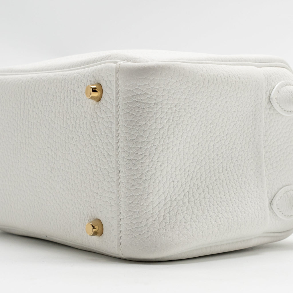 HERMES MINI LINDY CLEMENCE NEW WHITE GHW