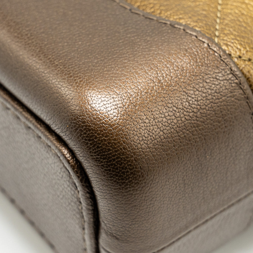 CHANEL SMALL GABRIELLE HOBO BAG METALLIC GOATSKIN DARK GOLD/BRONZE WITH MULTICOLOUR HARDWARE