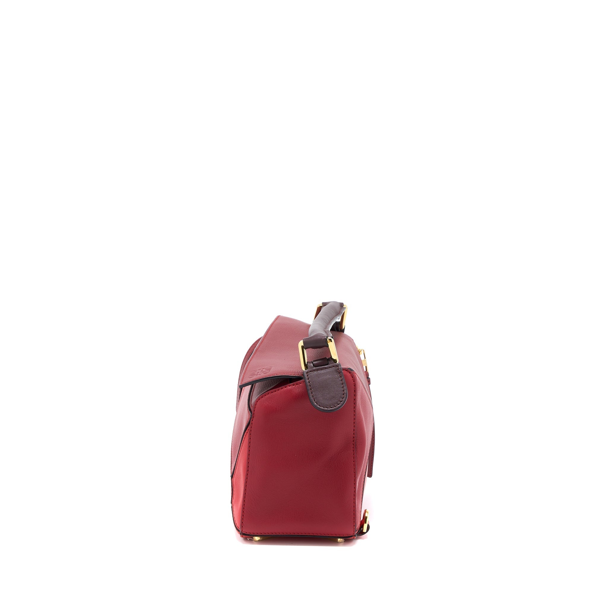 LOEWE SMALL PUZZLE BAG CALFSKIN COLOURBLOCK RED GHW