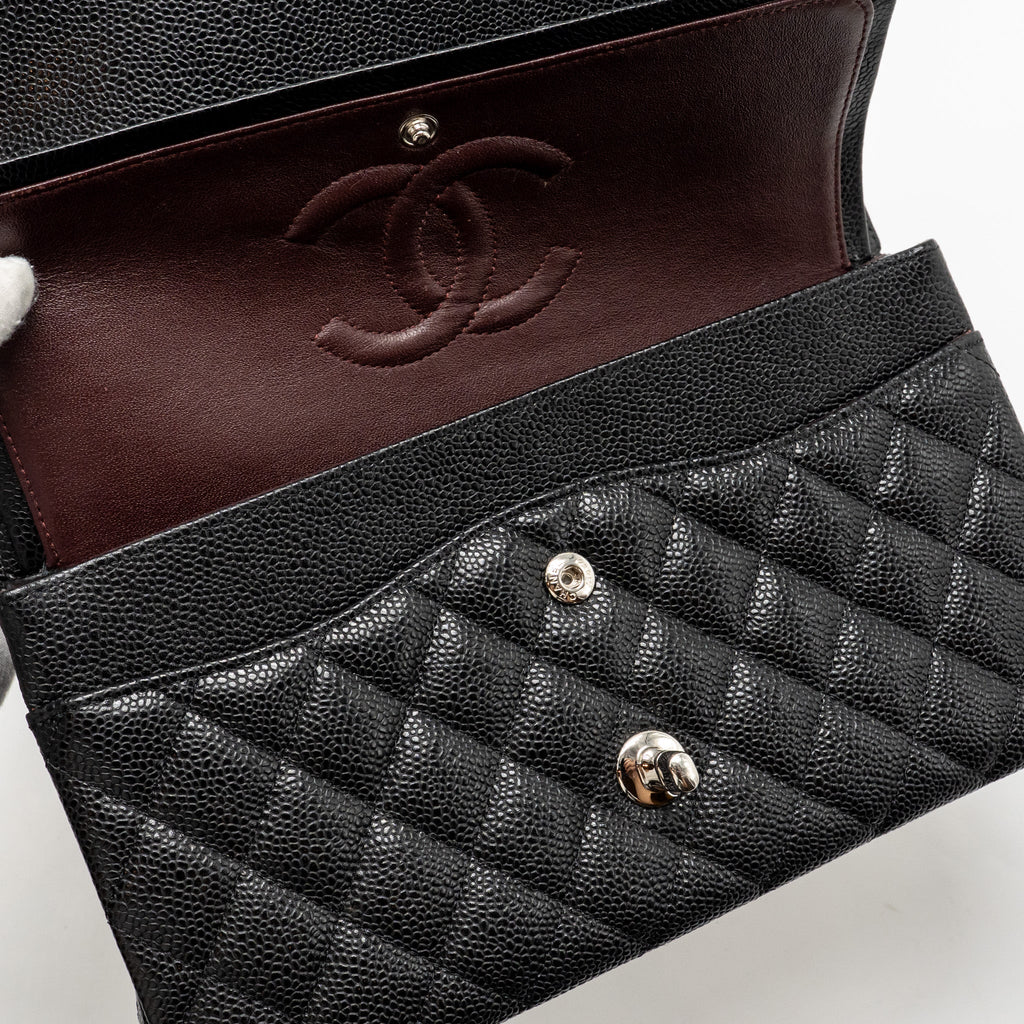 CHANEL MEDIUM CLASSIC DOUBLE FLAP BAG CAVIAR BLACK SHW
