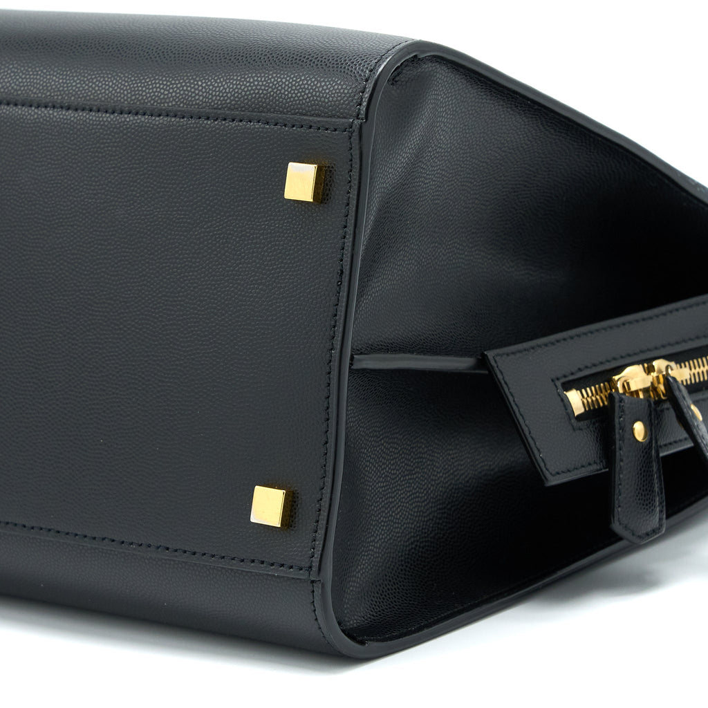 SAINT LAURENT/YSL MEDIUM UPTOWN TOTE BAG CALFSKIN BLACK GHW