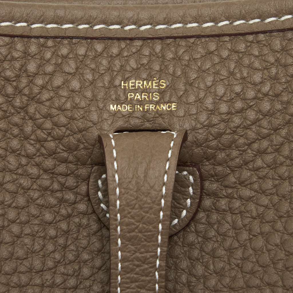 HERMES MINI EVELYNE CLEMENCE ETOUPE / BLUE INDIGO GHW
