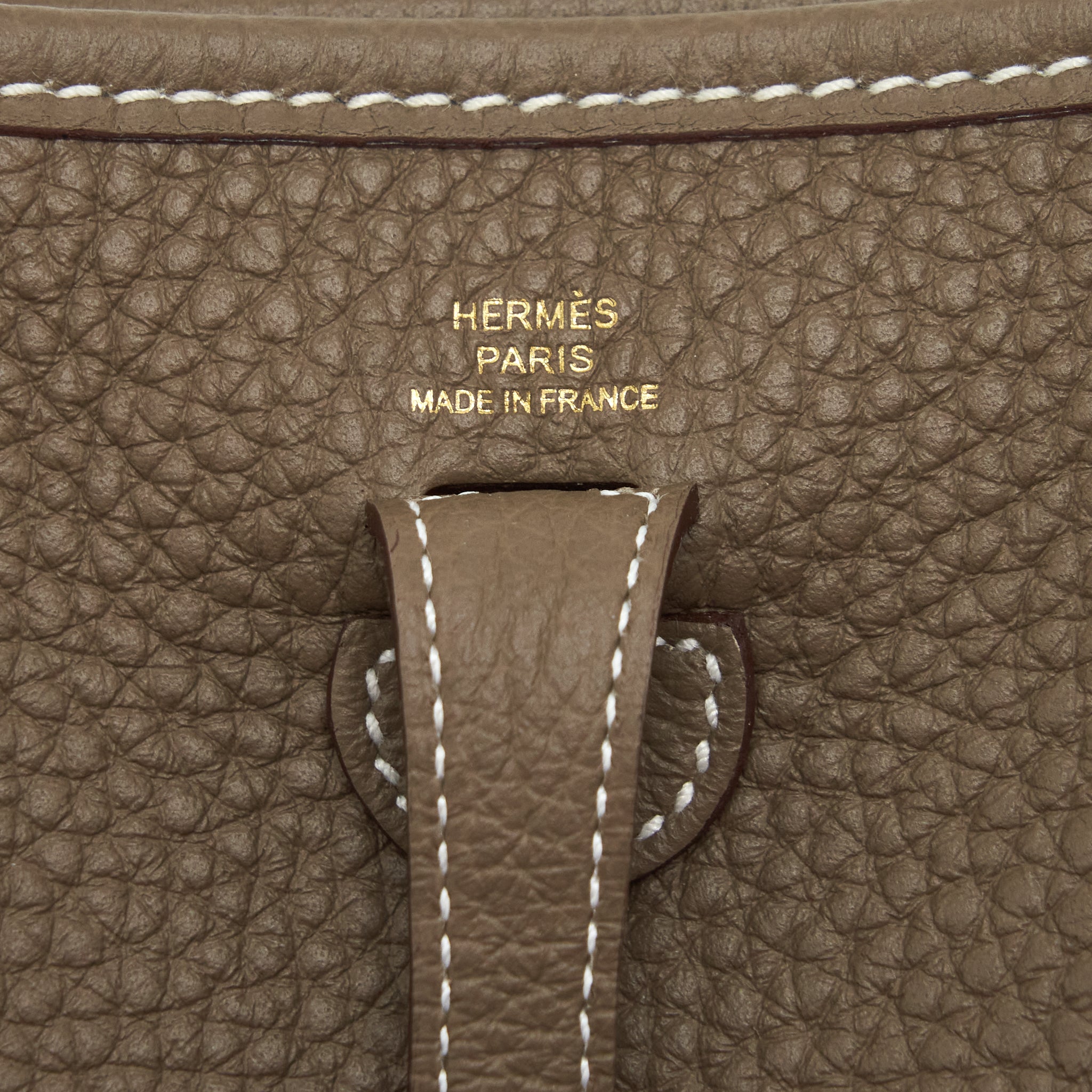 HERMES MINI EVELYNE CLEMENCE ETOUPE / BLUE INDIGO GHW