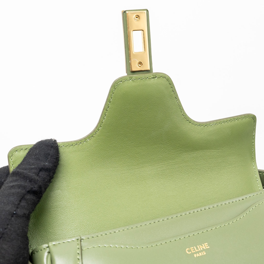CELINE SMALL BESACE BAG CALFSKIN LIGHT KHAKI GHW