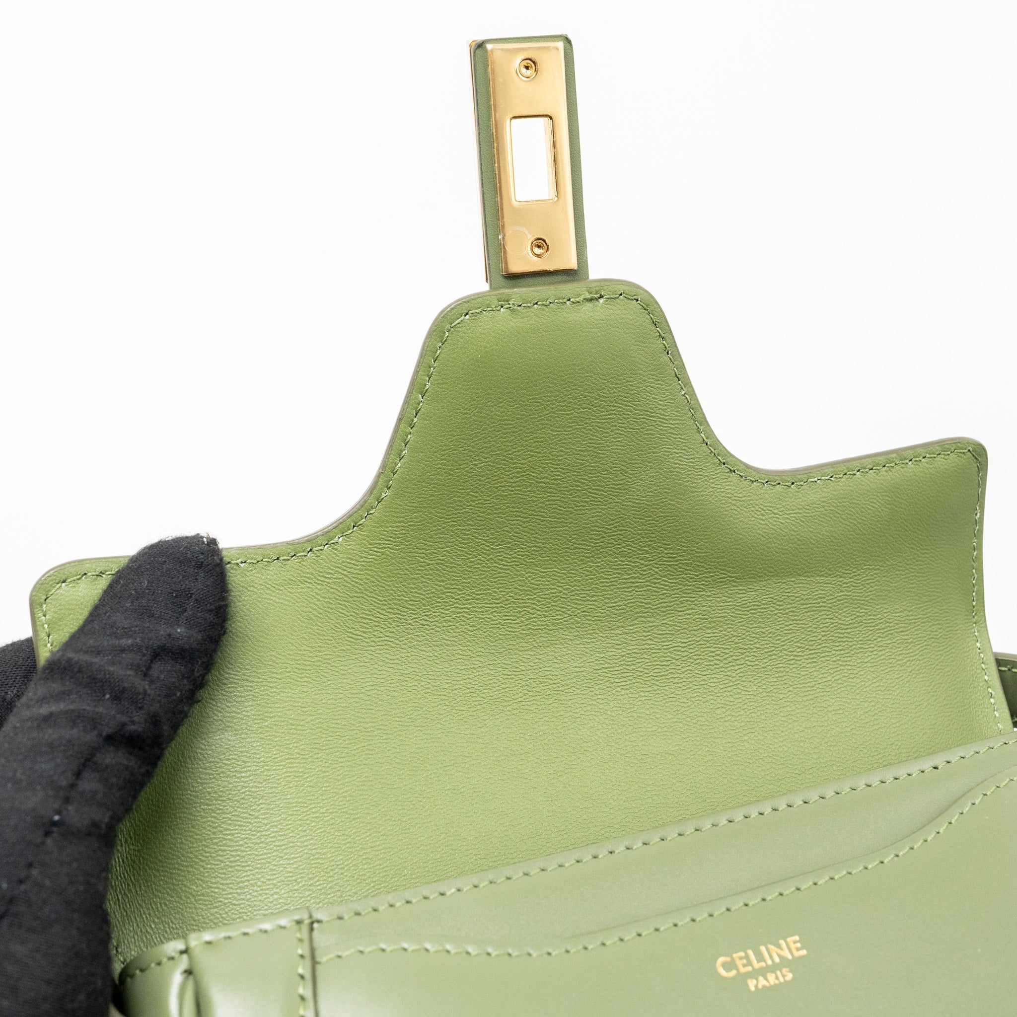 CELINE SMALL BESACE BAG CALFSKIN LIGHT KHAKI GHW