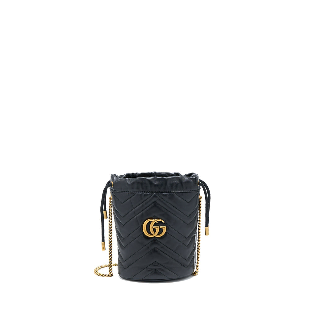 GUCCI GG MARMONT MINI BUCKET BLACK GHW