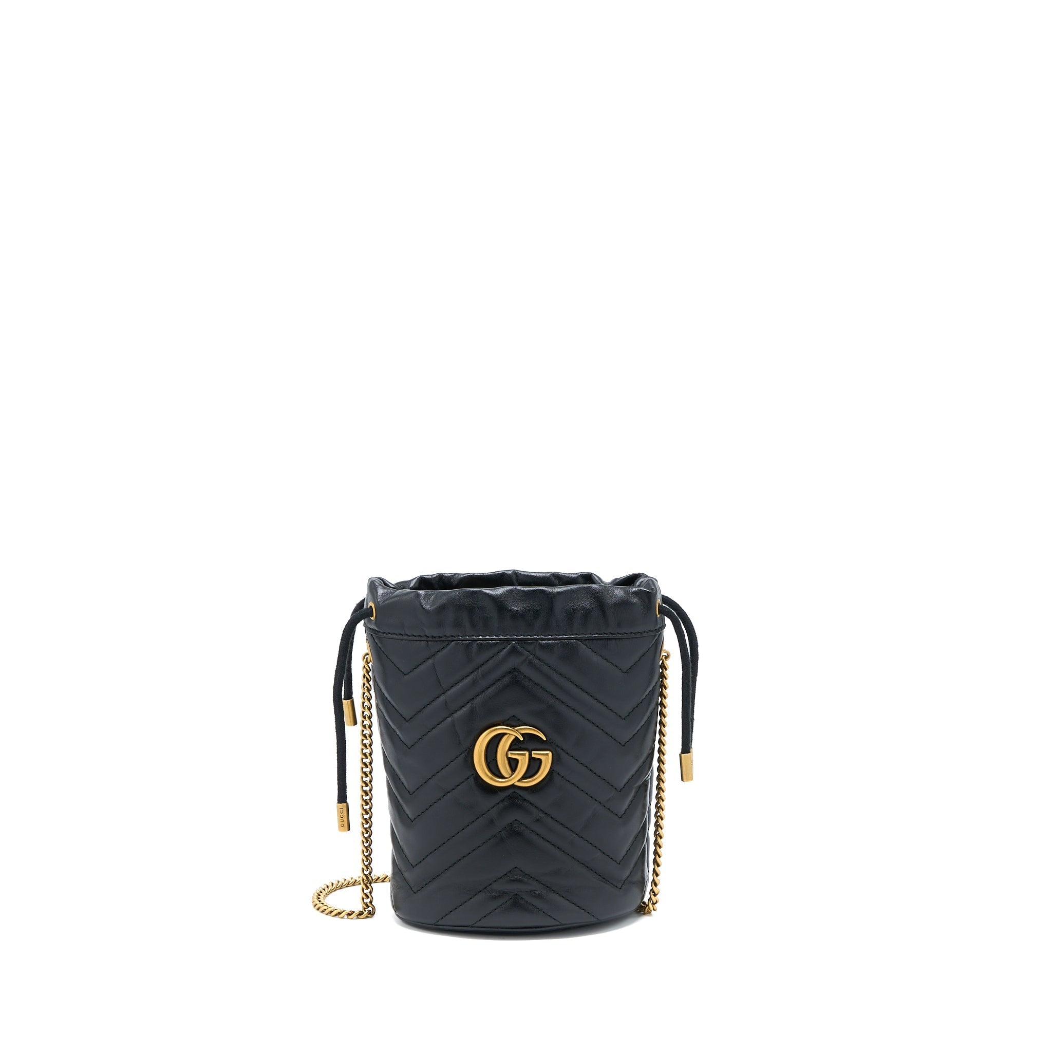 GUCCI GG MARMONT MINI BUCKET BLACK GHW