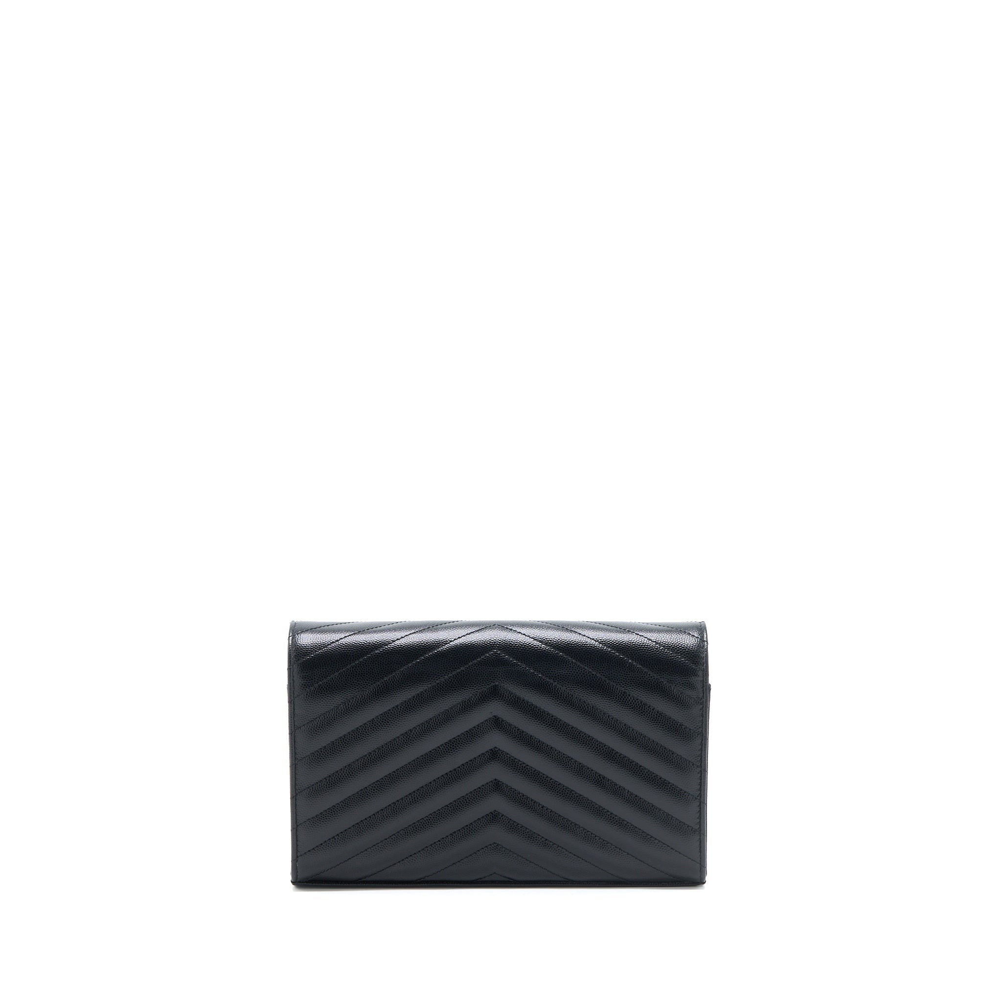 SAINT LAURENT/YSL ENVELOP CHAIN WALLET GRAINED CALFSKIN BLACK SHW